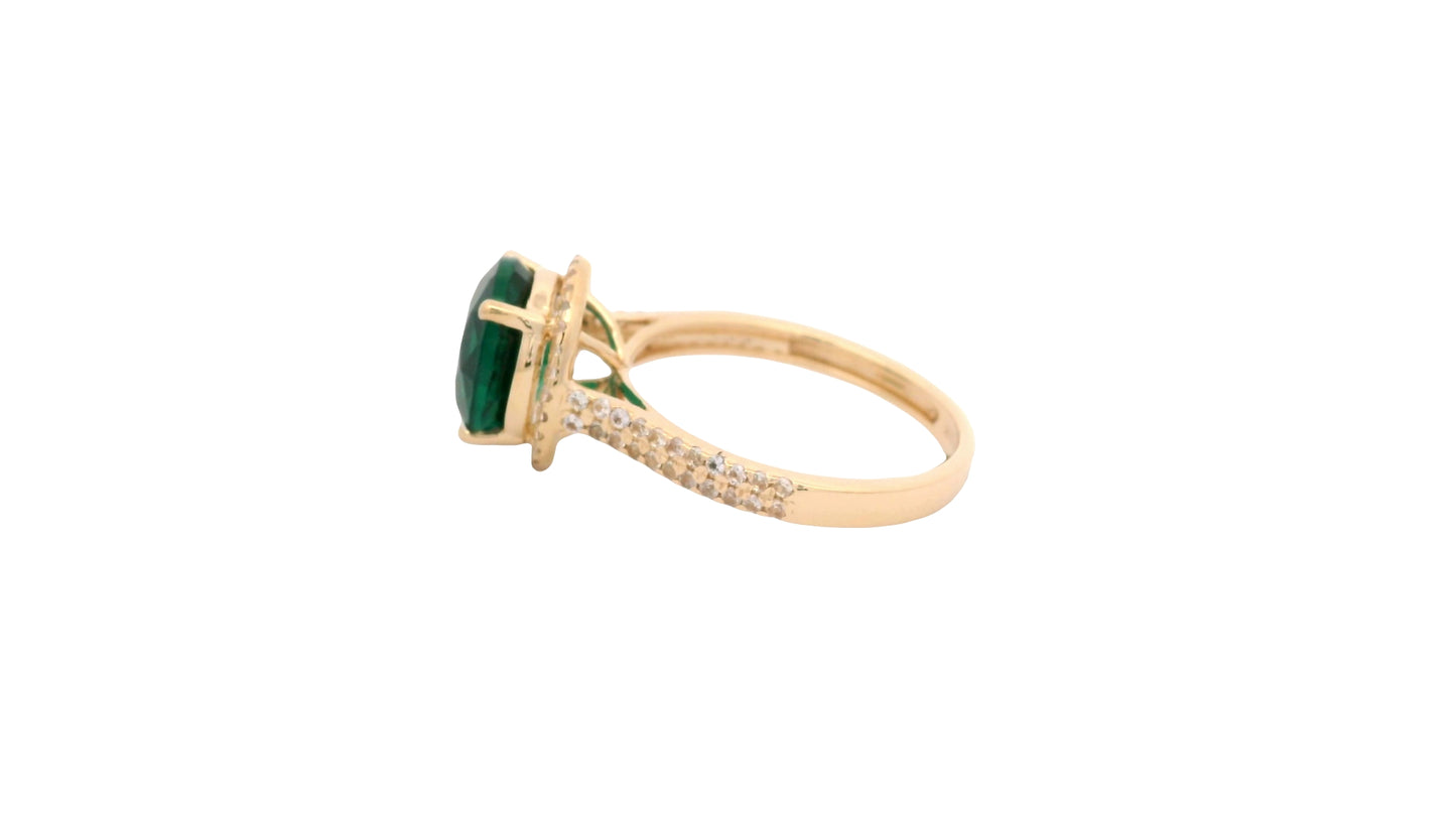 3.56 Ct Round Lab Grown Emerald 14K Gold Ring