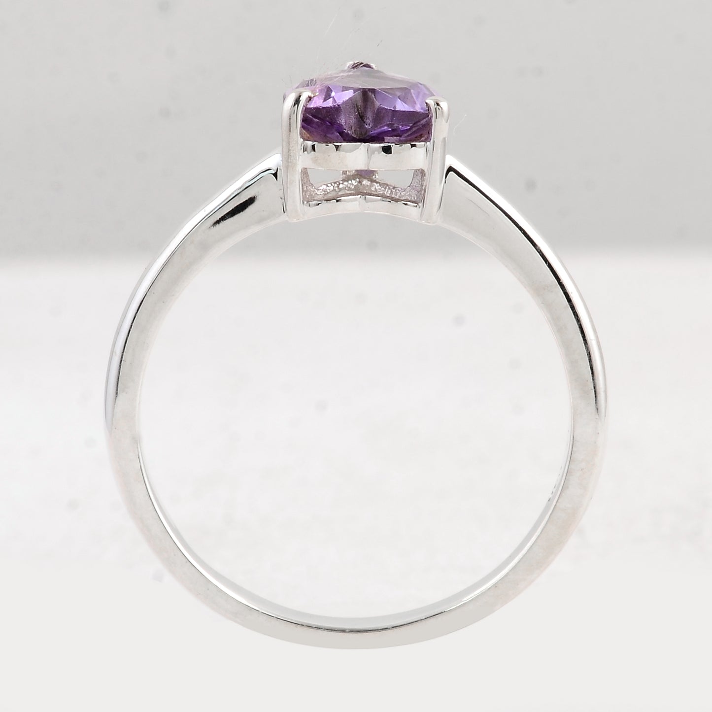 1.17 Ct Heart Amethyst 925 Sterling Silver Ring