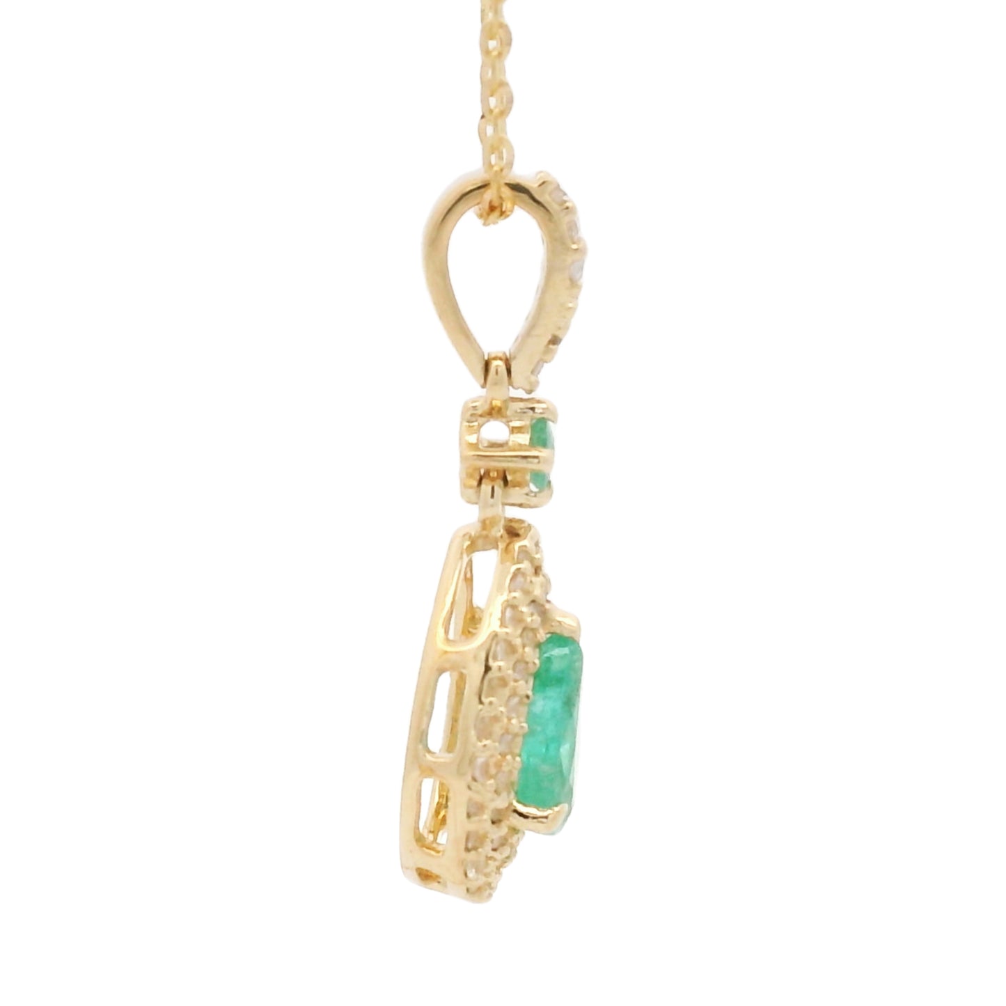 0.61 Ct Pear Emerald 14K Gold Pendant