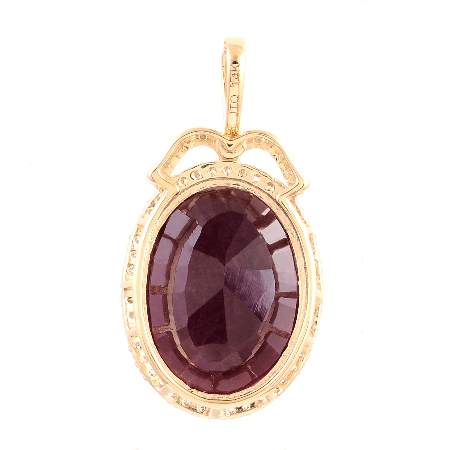 7.67 Ct Oval Mixed Cut Natural Corundum Ruby 14K Gold Pendant
