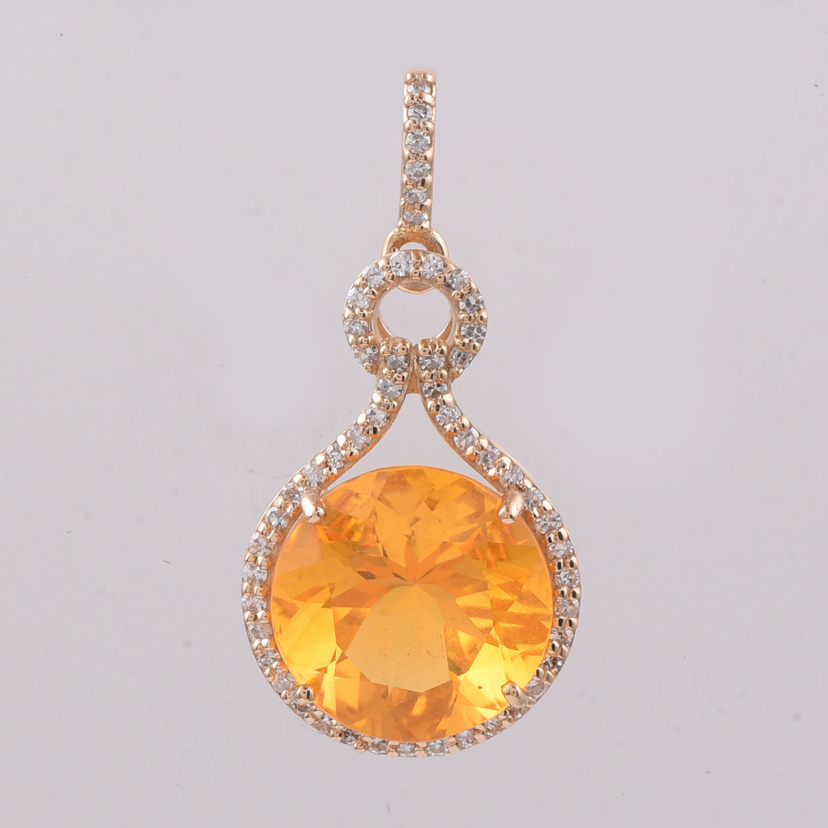 2.60 Ct Round Natural Fire Opal 14K Gold Pendant