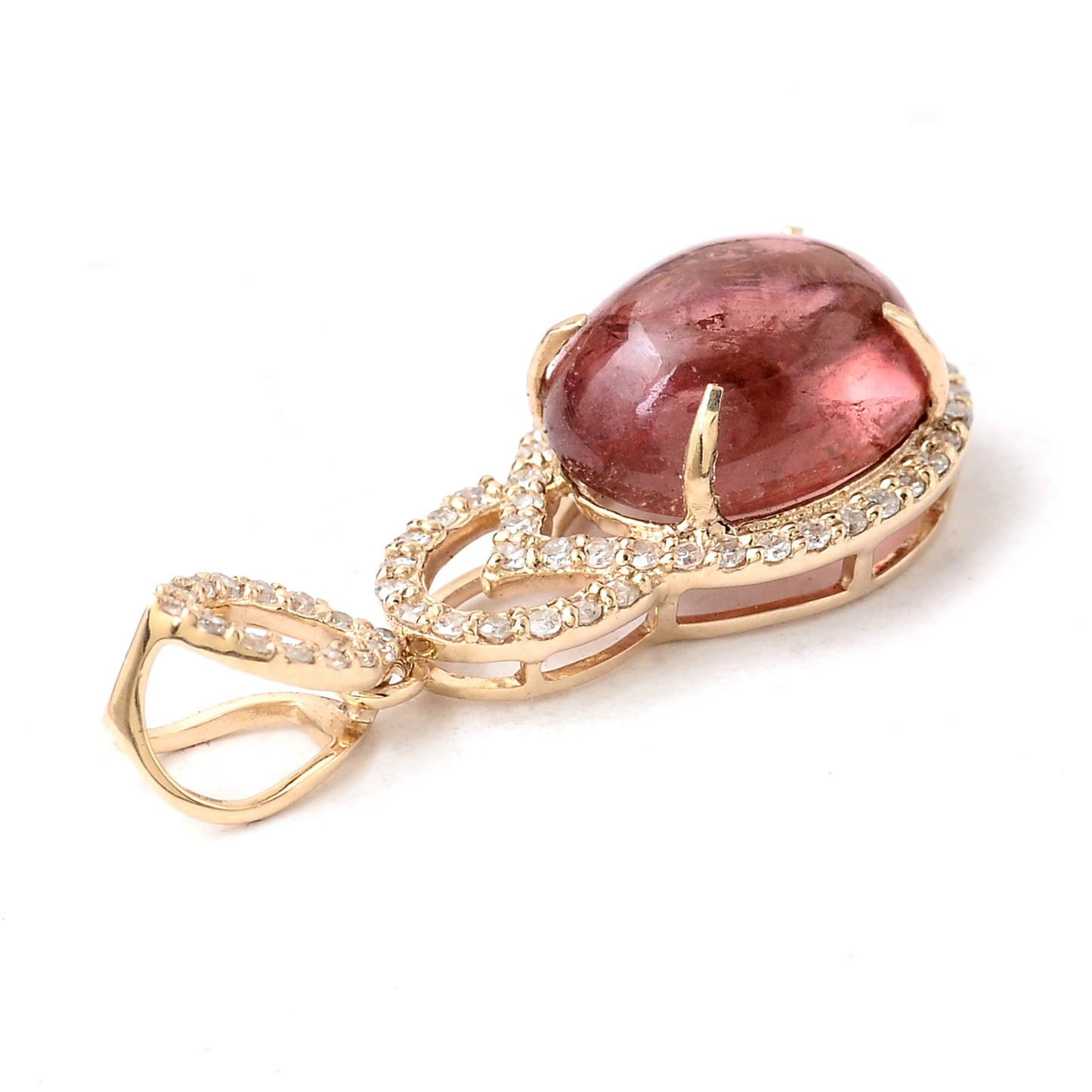 2.91 Ct Oval Cabochon Natural Tourmaline 14K Gold Pendant