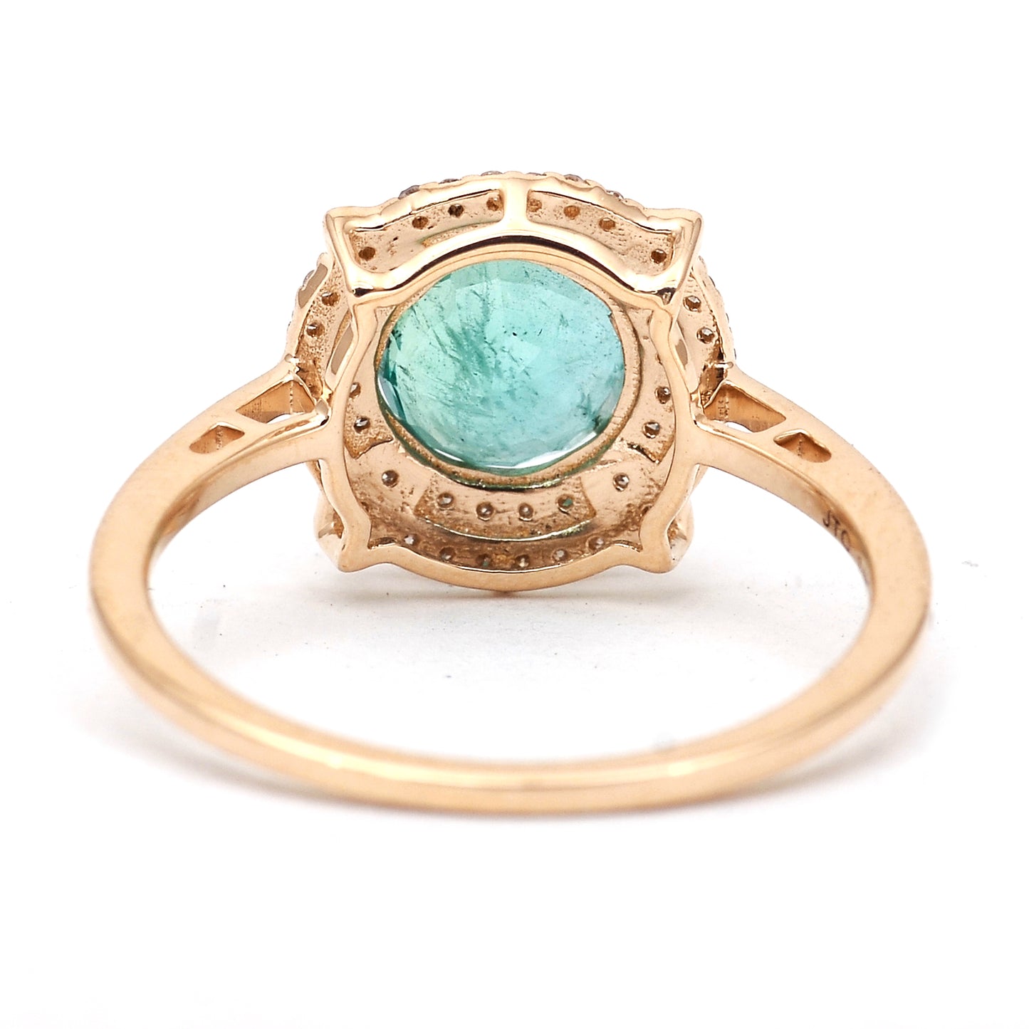 1.39 Ct Round Mixed Cut Natural Emerald 14K Gold Ring