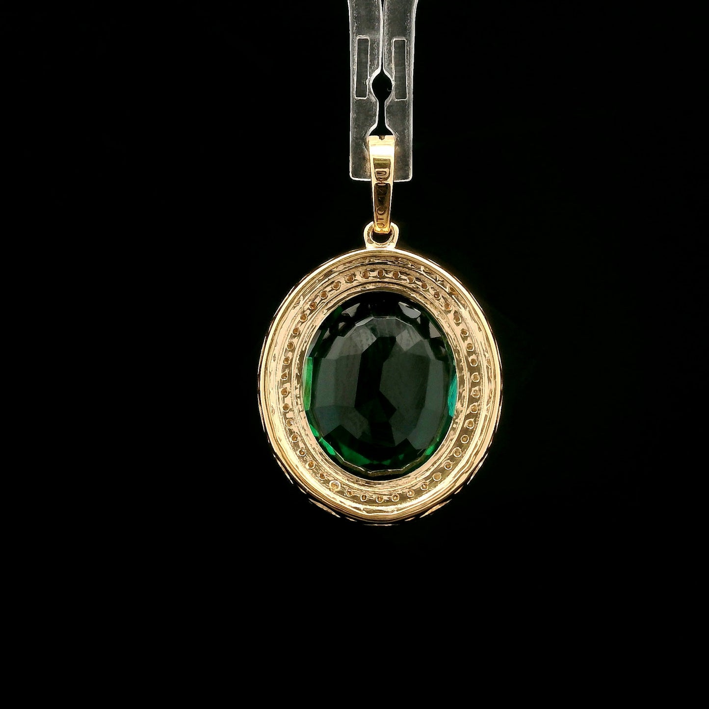 3.48 Ct Oval Mixed Cut Lab Grown Emerald 14K Gold Pendant