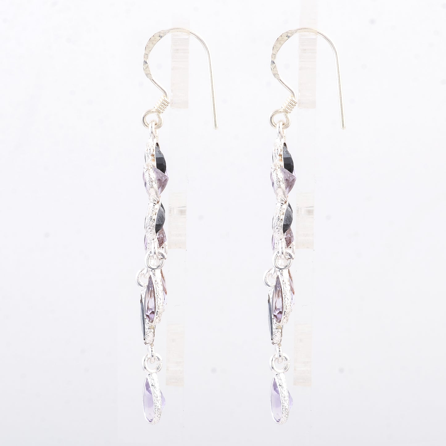 10.13 Ct Amethyst, Sapphire 925 Sterling Silver Earrings
