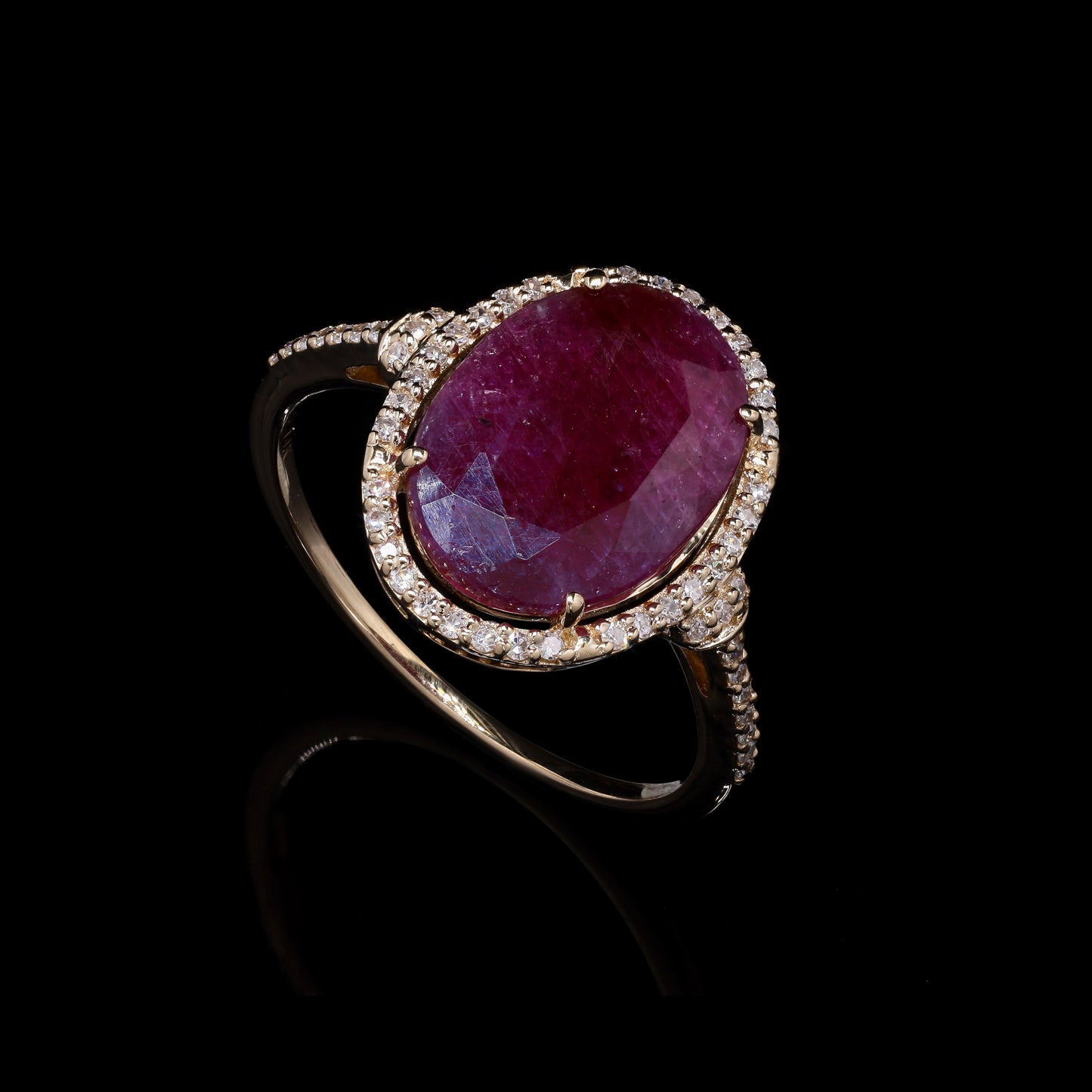 3.25 Ct Oval Mixed Cut Natural Ruby 14K Gold Ring