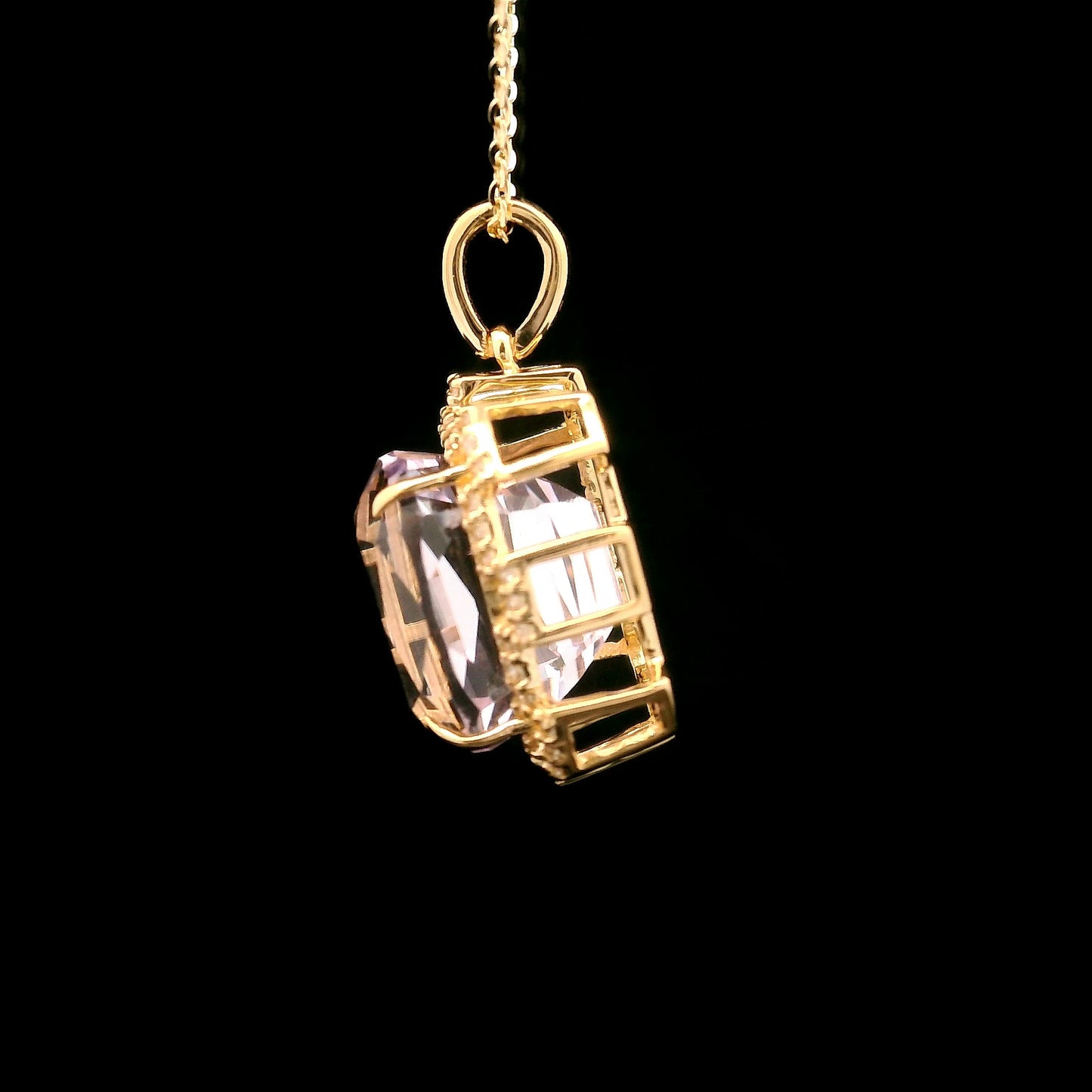 8.28 Ct Cushion Kunzite 14K Gold Pendant