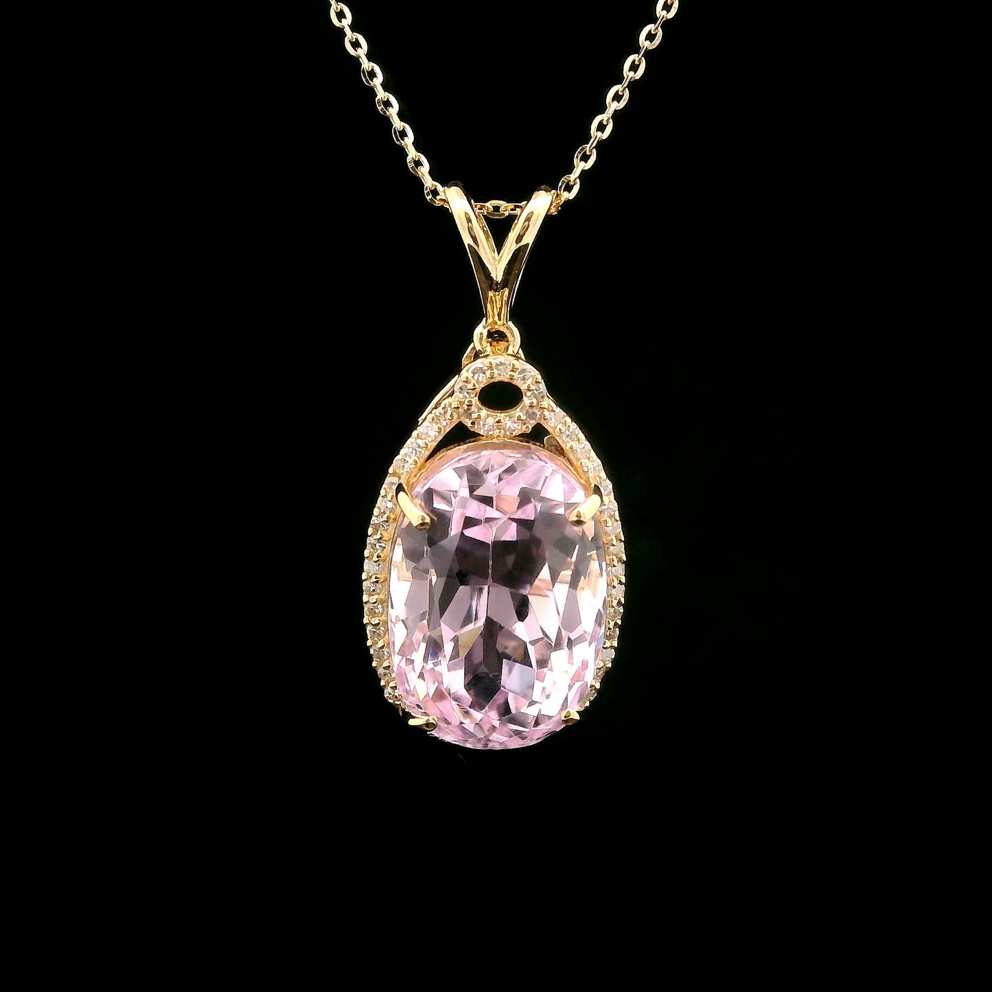 9.80 Ct Oval Kunzite 14K Gold Pendant