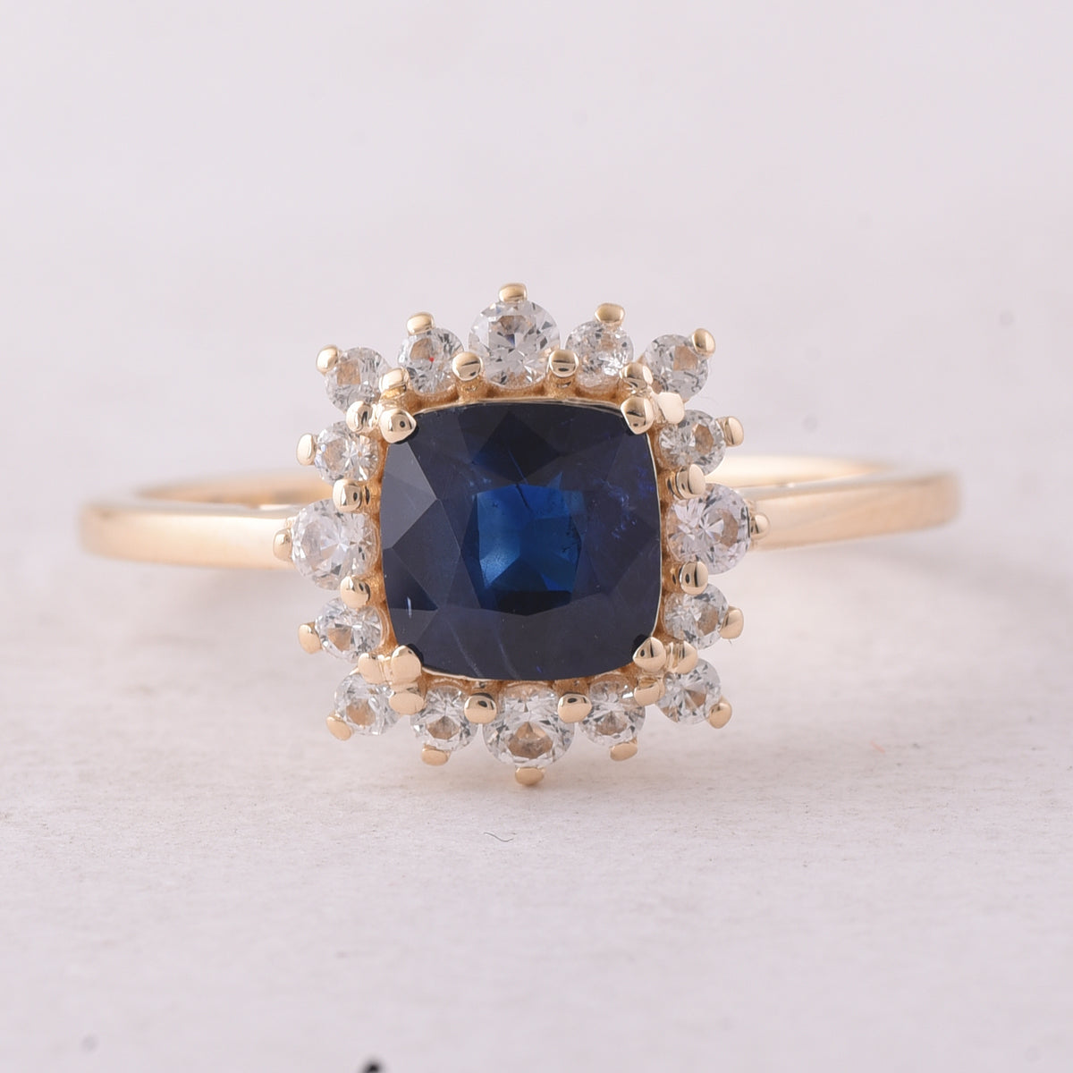 1.48 Ct Cushion Sapphire 9K Gold Ring
