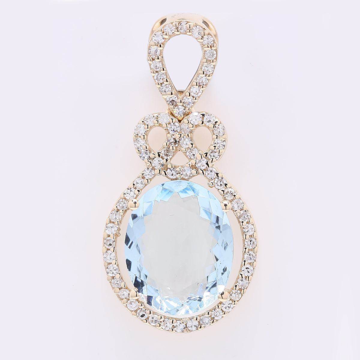 2.29 Ct Oval Mixed Cut Natural Aquamarine 14K Gold Pendant