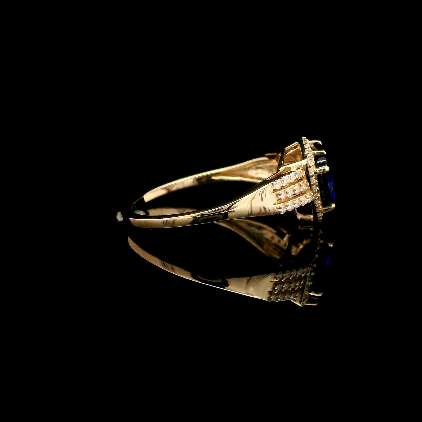 2.19 Ct Triangular Mixed Cut Lab Grown Sapphire 14K Gold Ring