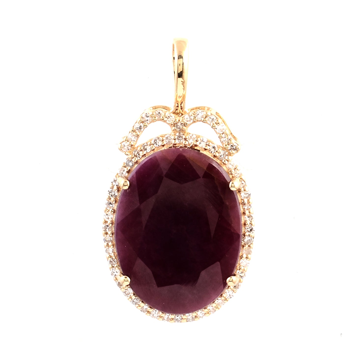 7.67 Ct Oval Mixed Cut Natural Corundum Ruby 14K Gold Pendant