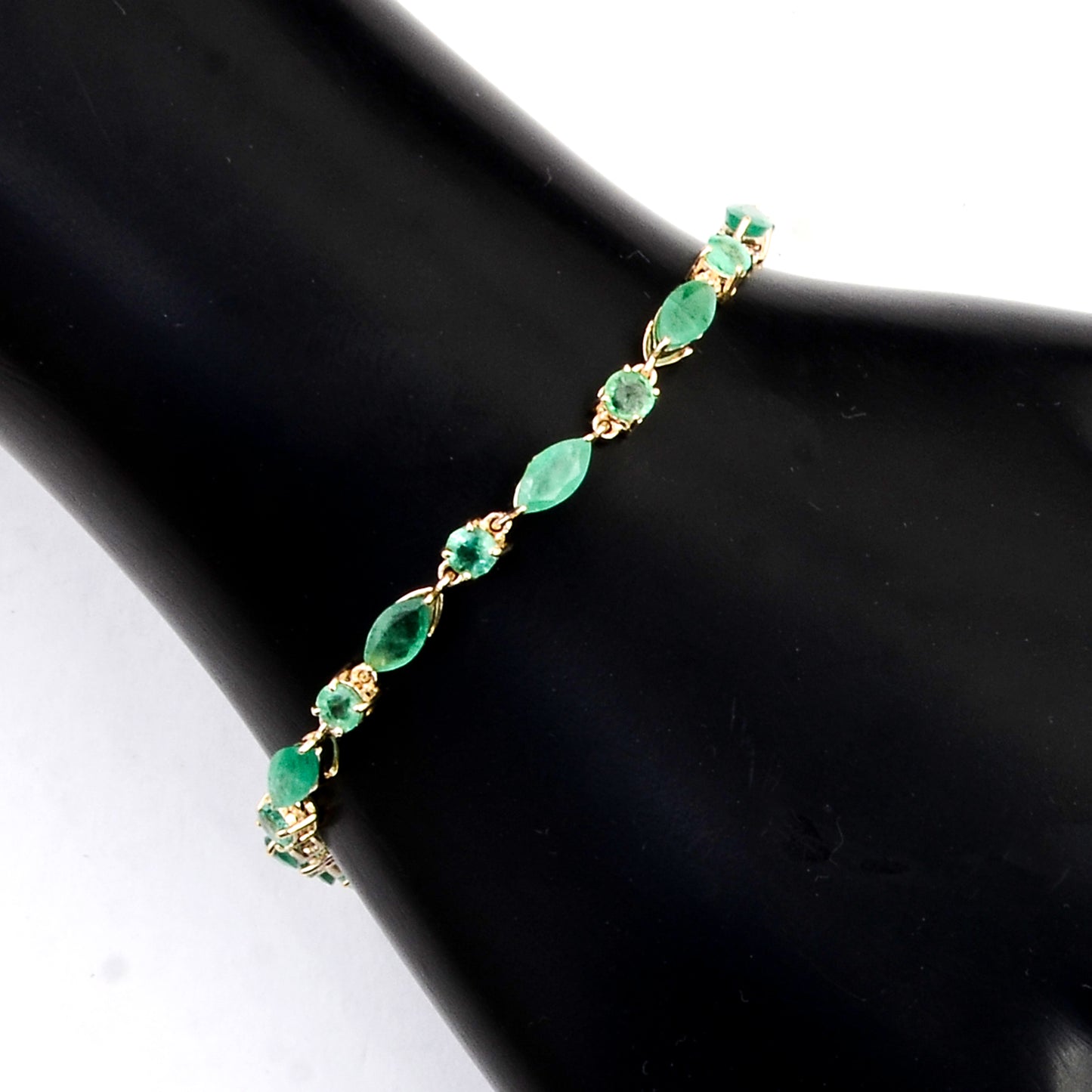 5.22 Ct Marquise Emerald 14K Gold Bracelet