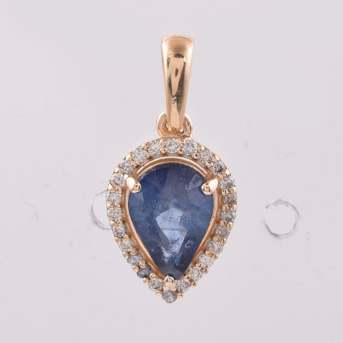 1.29 Ct Pear Natural Sapphire 14K Gold Pendant