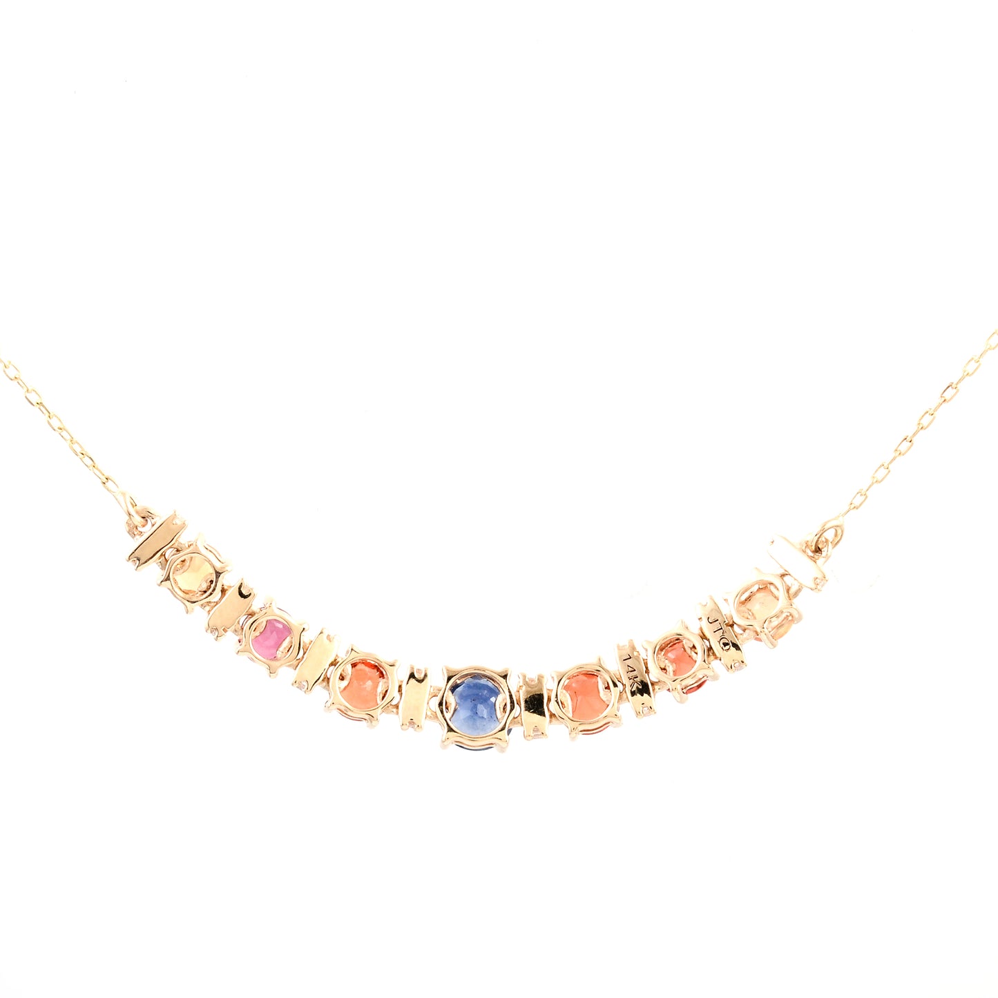 1.56 Ct Round Multi Sapphire 14K Gold Necklace
