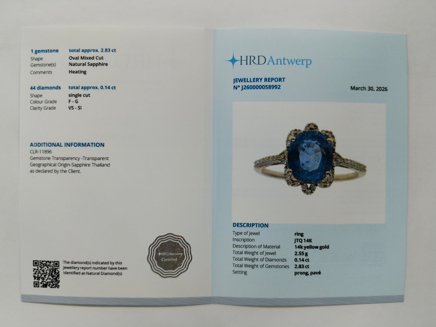 2.97 Ct Oval Mixed Cut Natural Sapphire 14K Gold Ring