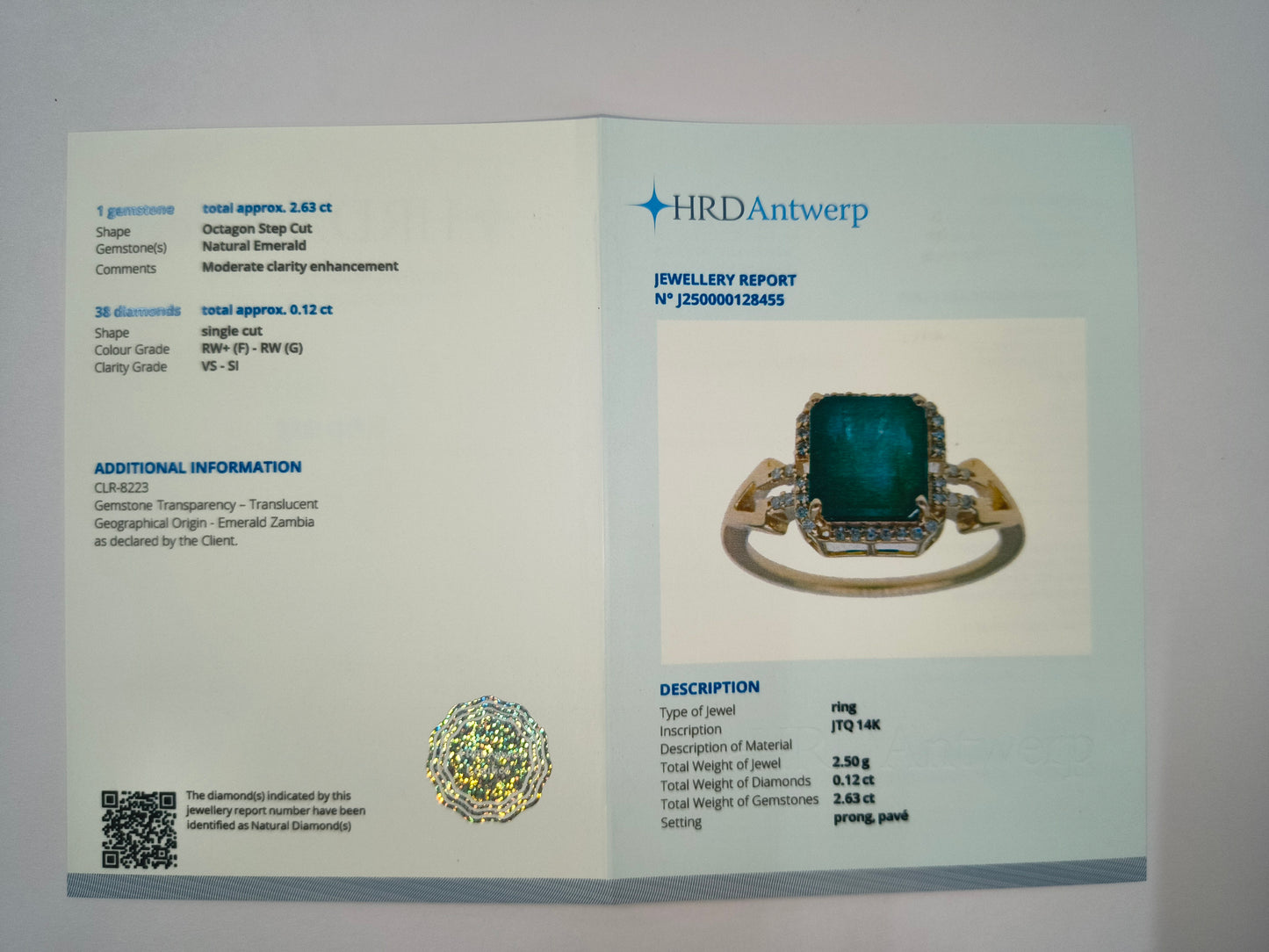 2.75 Ct Octagon Natural Emerald 14K Gold Ring