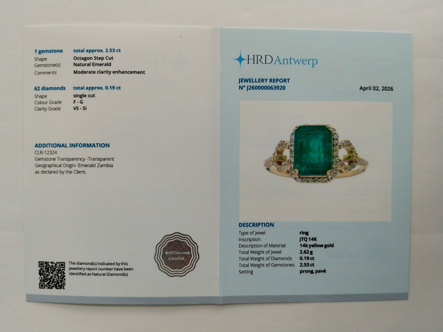 2.72 Ct Octagon Step Cut Natural Emerald 14K Gold Ring
