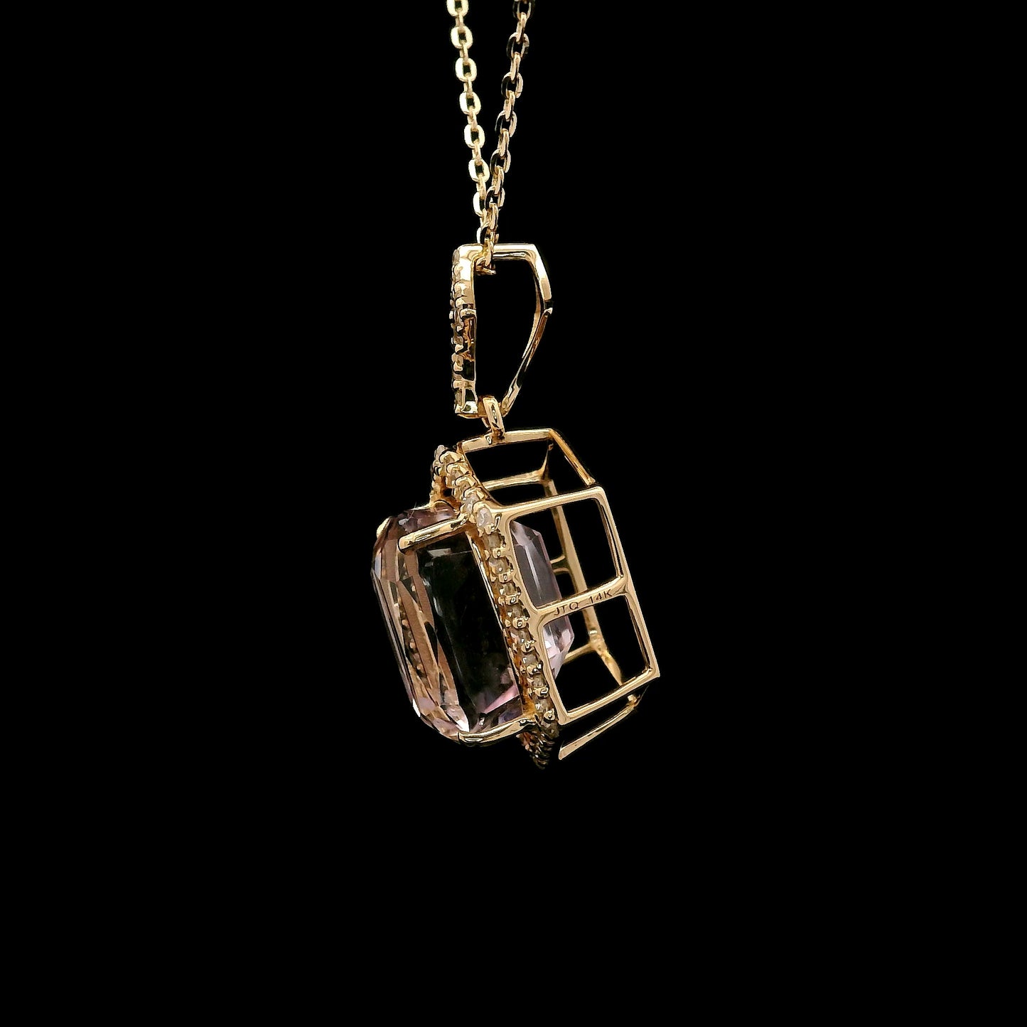 4.84 Ct Cushion Kunzite 14K Gold Pendant