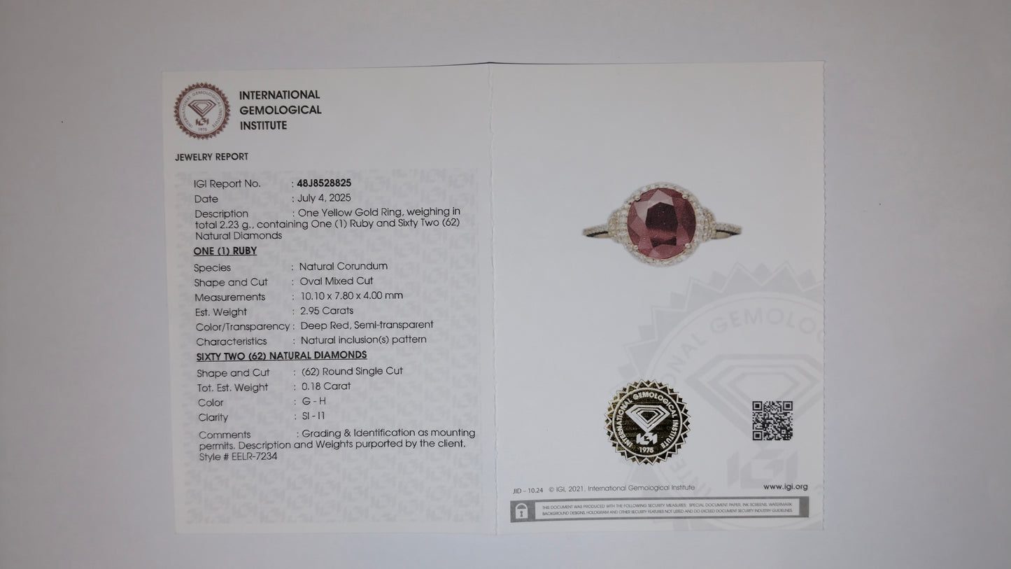 3.13 Ct Oval Mixed Cut Natural Corundum Ruby 14K Gold Ring