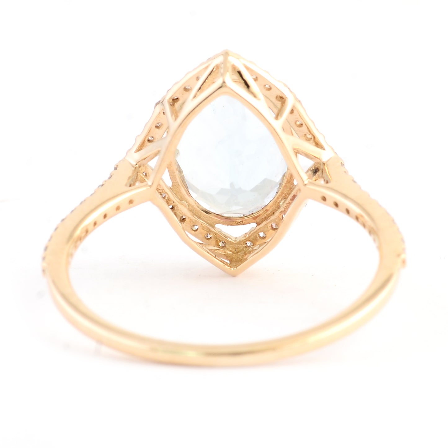 2.35 Ct Oval Mixed Cut Natural Beryl Aquamarine 14K Gold Ring