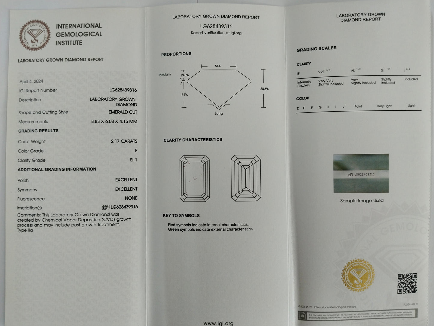 2.52 Carats Lab Grown Diamond 14K Gold Pendant