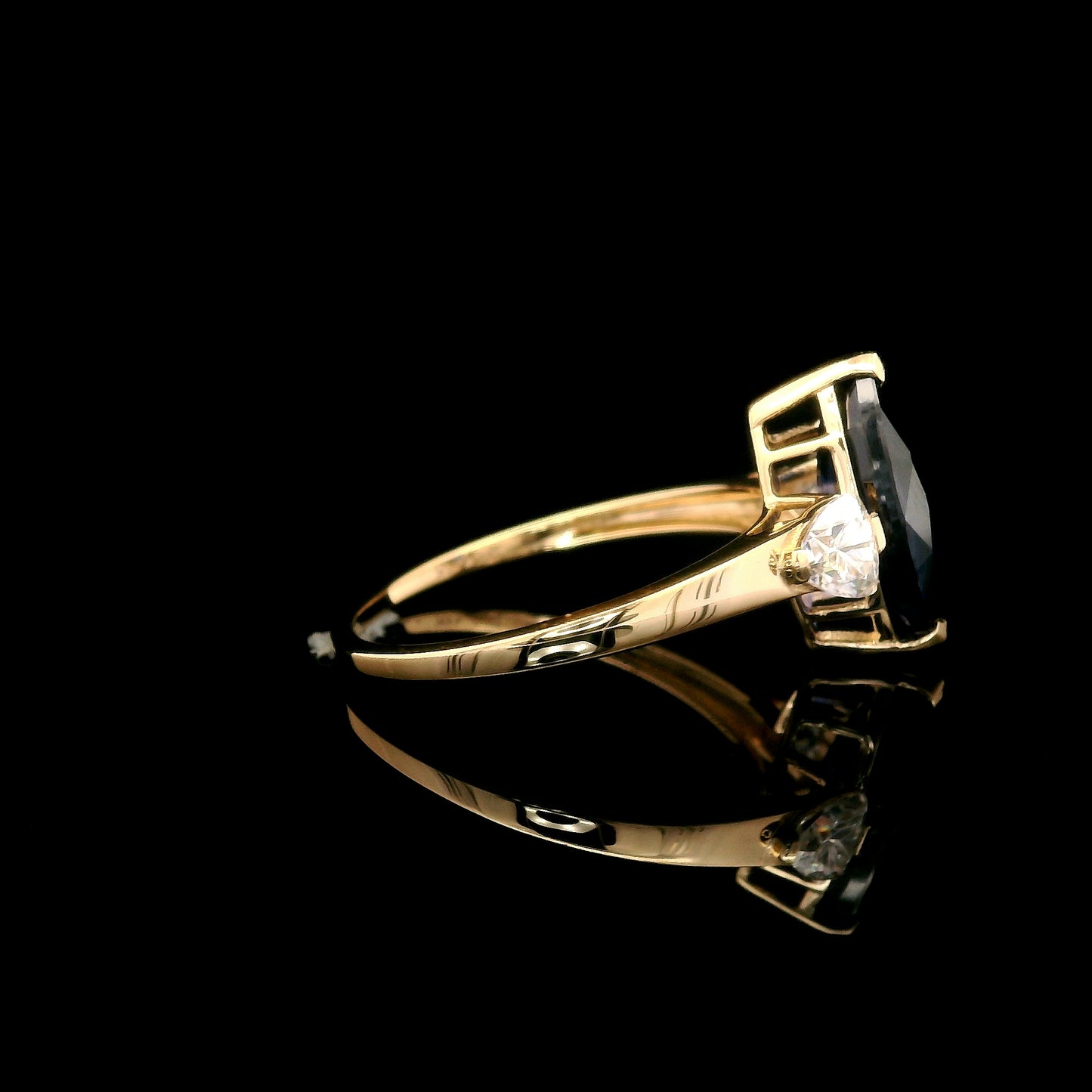 3.04 Ct Marquise Mixed Cut Lab Grown Sapphire 14K Gold Ring