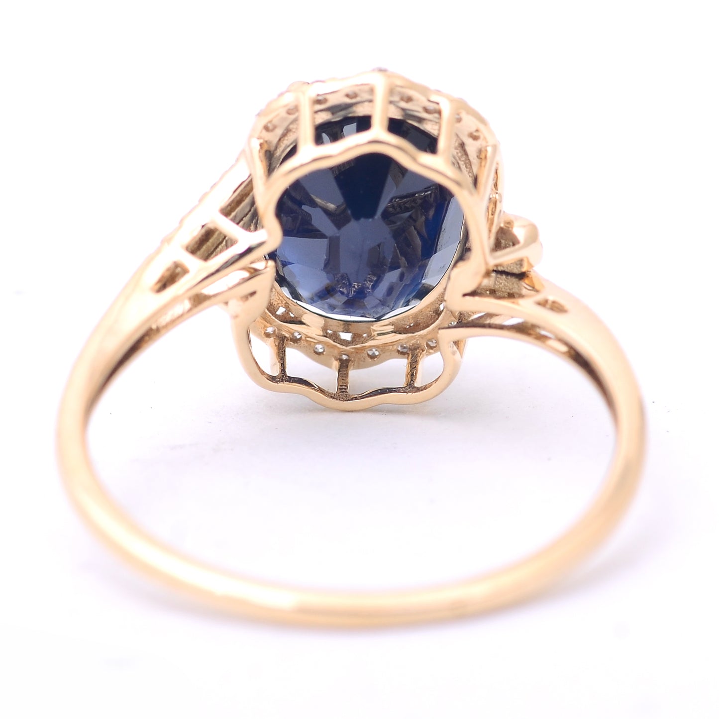 3.49 Ct Oval Mixed Cut Natural Sapphire 14K Gold Ring