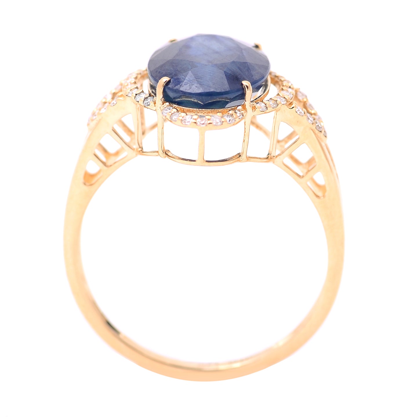 4.81 Ct Oval Mixed Cut Natural Sapphire 14K Gold Ring