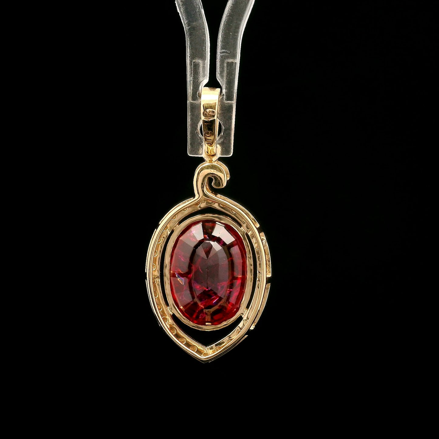 4.95 Ct Oval Mixed Cut Lab Grown Ruby 14K Gold Pendant