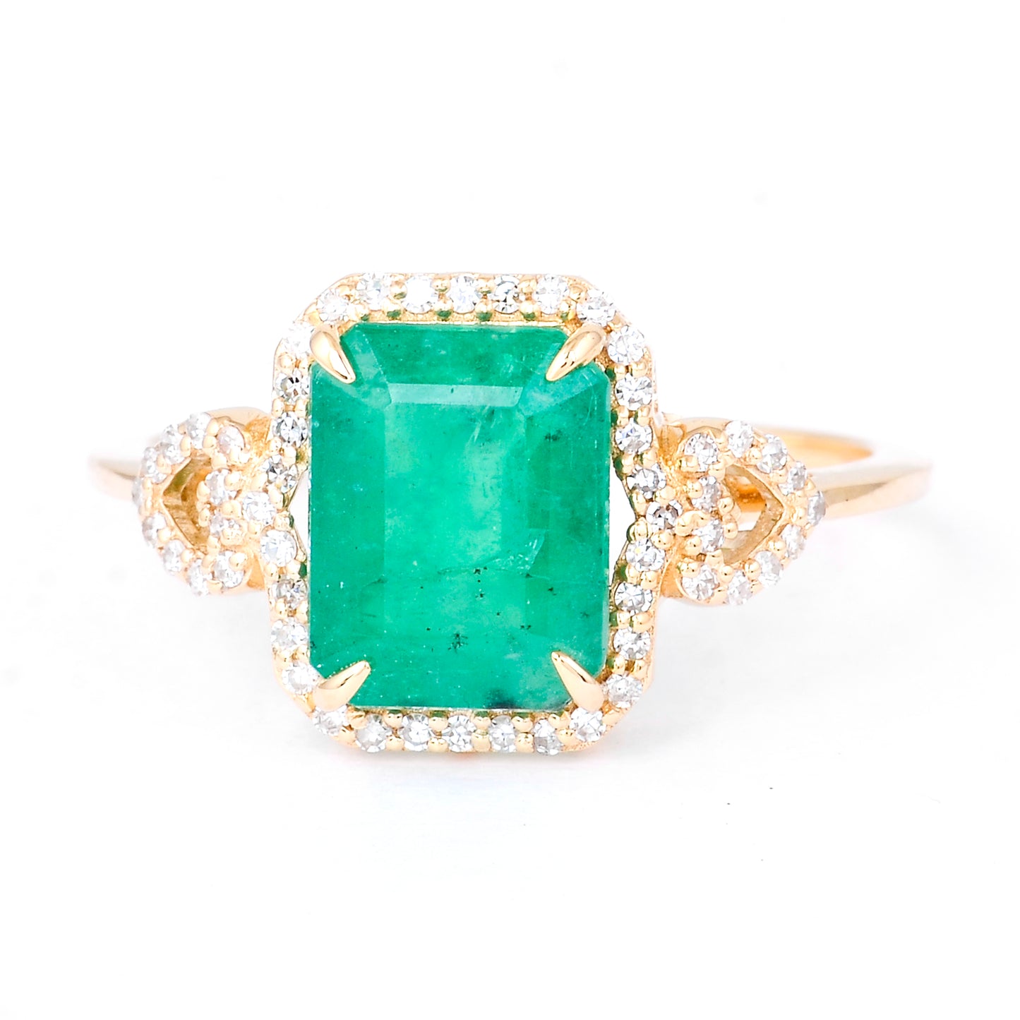 2.48 Ct Octagon Natural Emerald 14K Gold Ring