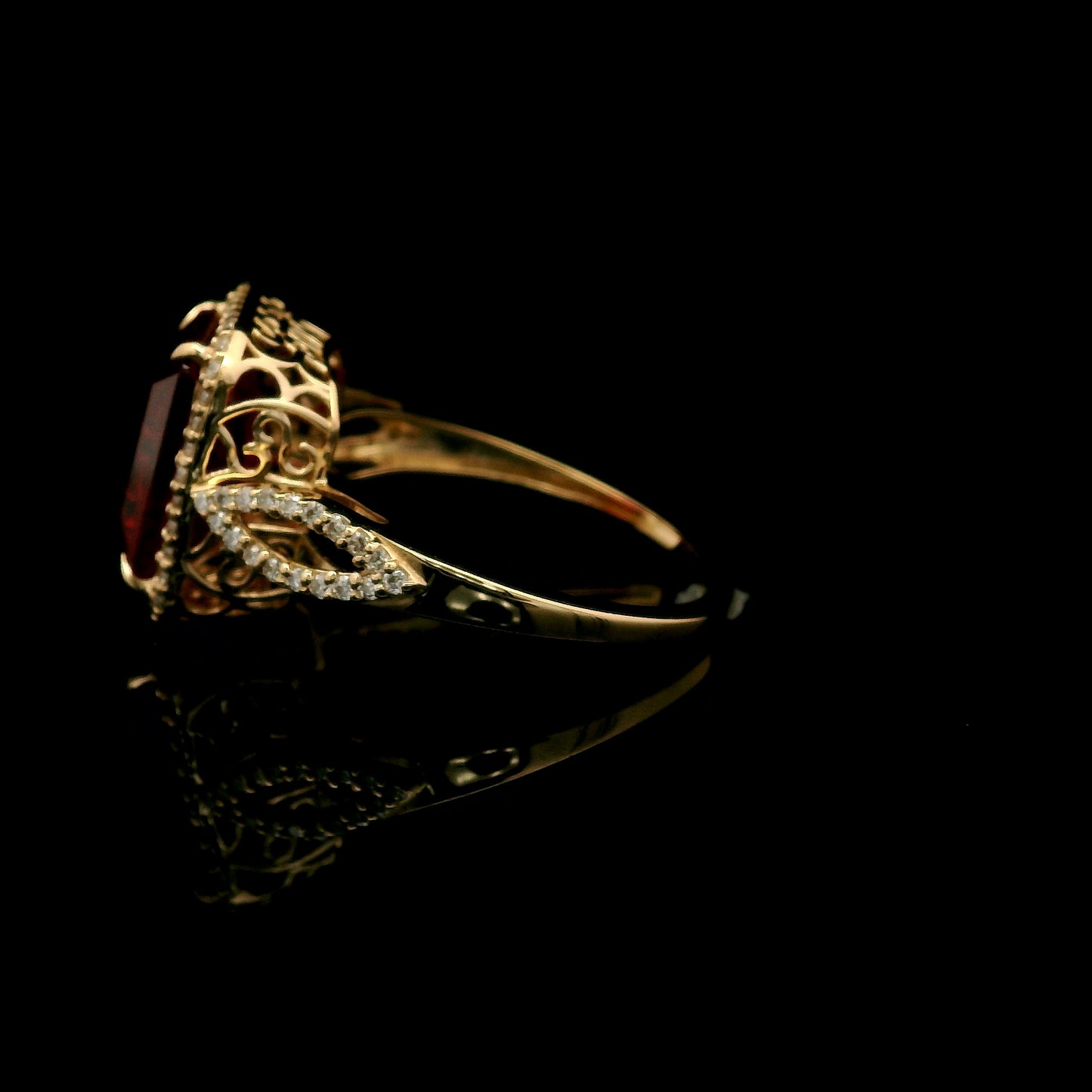 5.03 Ct Emerald Cut Lab Grown Ruby 14K Gold Ring