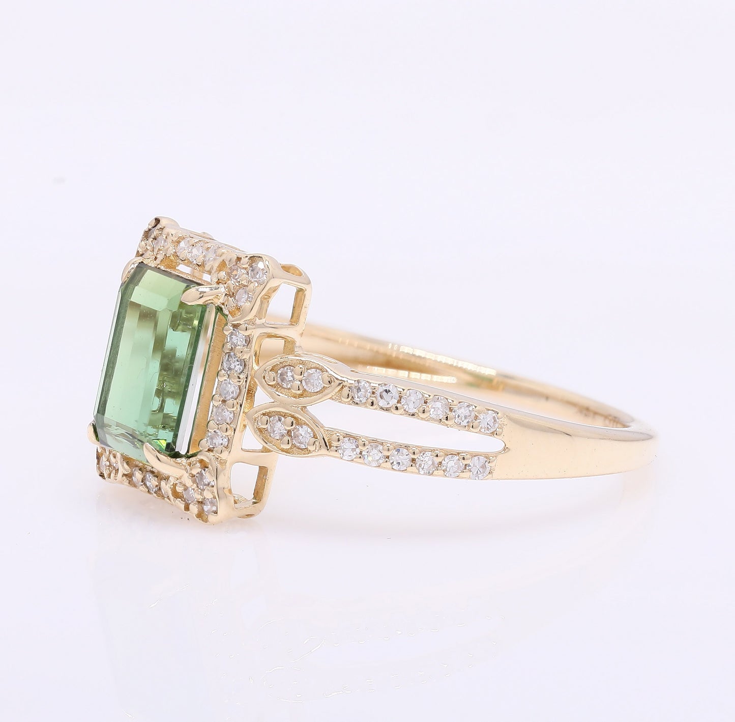 1.20 Ct Octagon Step Cut Natural Tourmaline 14K Gold Ring
