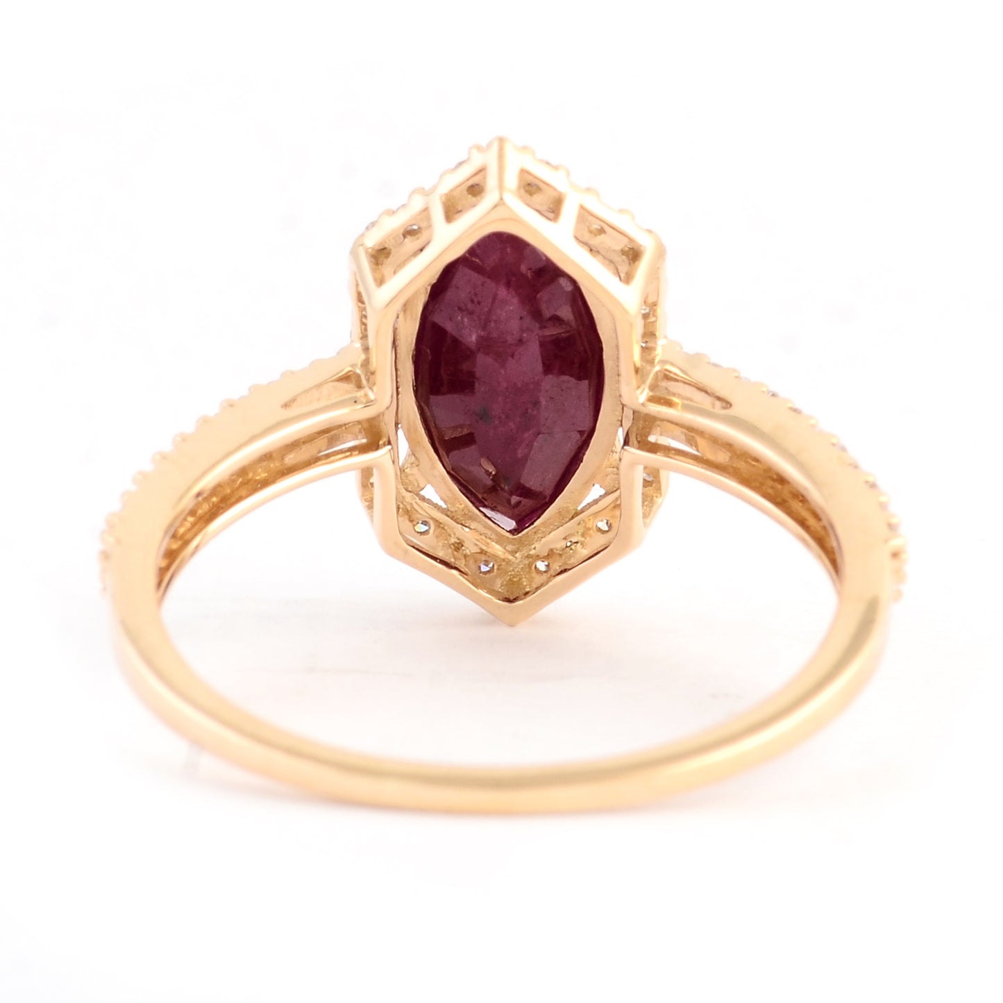 2.37 Ct Marquise Mixed Cut Natural Corundum Ruby 14K Gold Ring