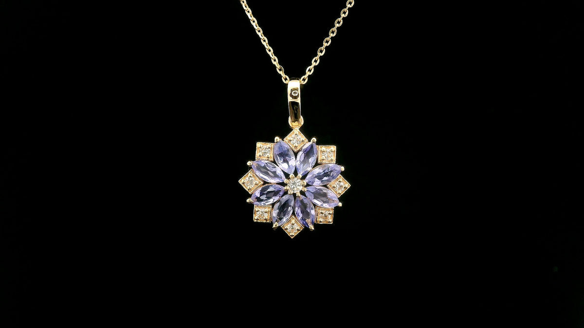 1.30 Ct Marquise Tanzanite 14K Gold Pendant