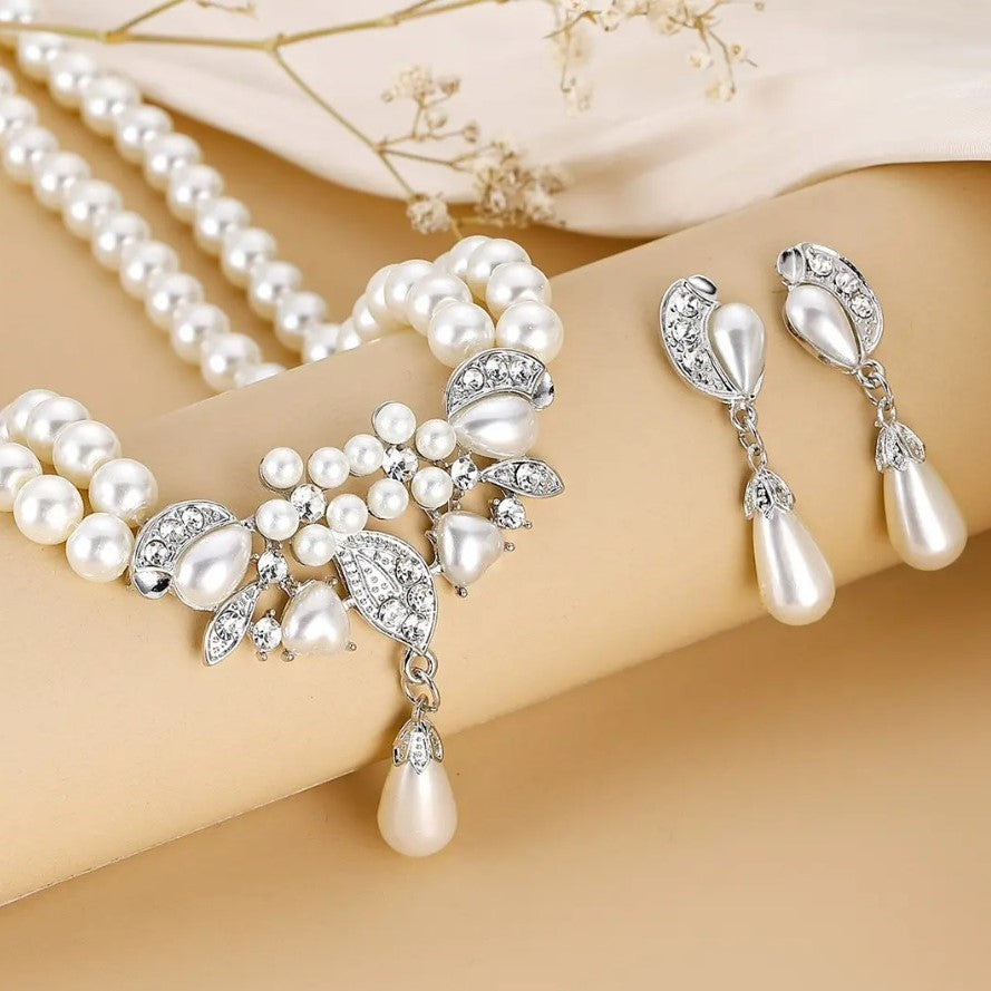 Imitation Pearl Gold Plated Brass Necklace