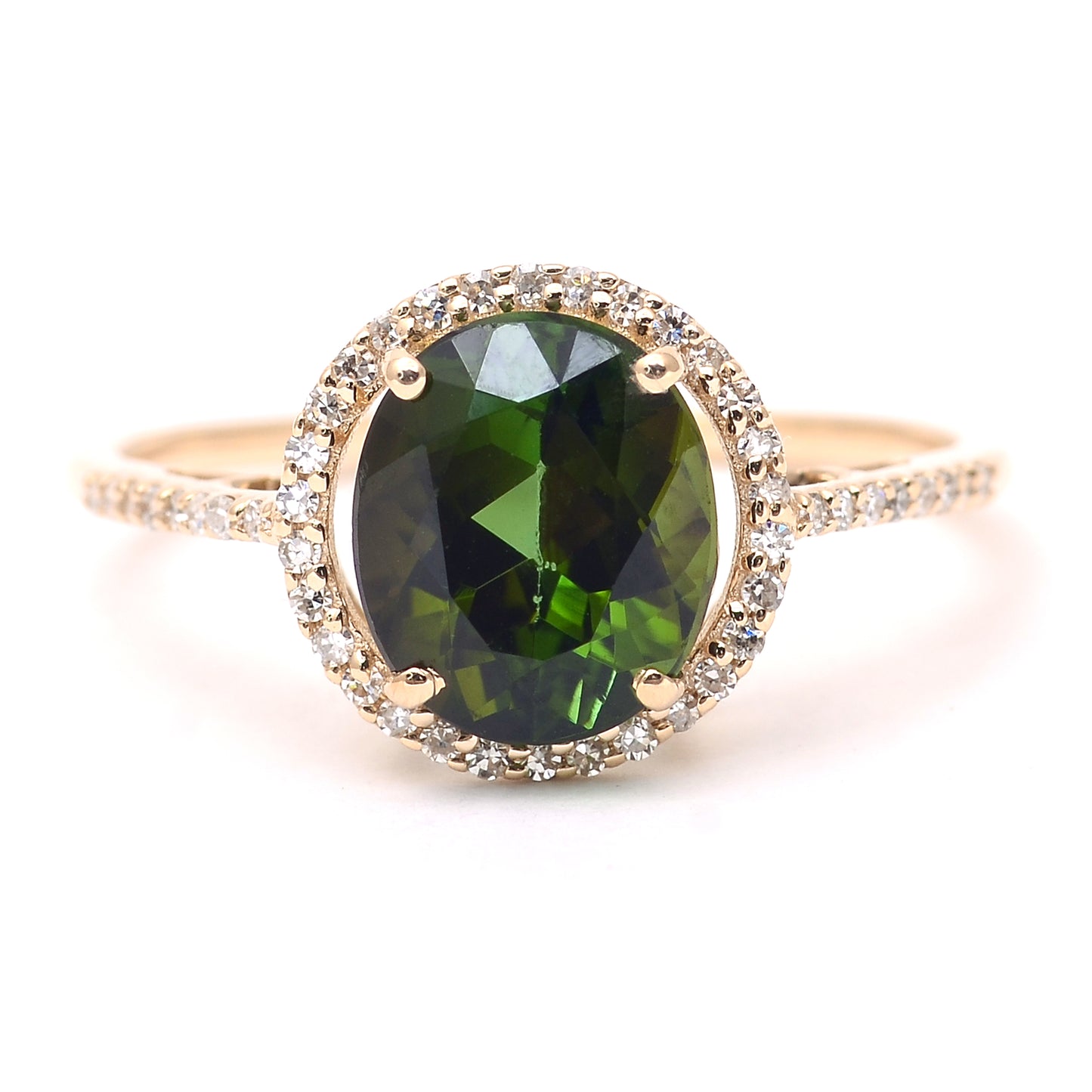 2.38 Ct Oval Mixed Cut Natural Tourmaline 14K Gold Ring