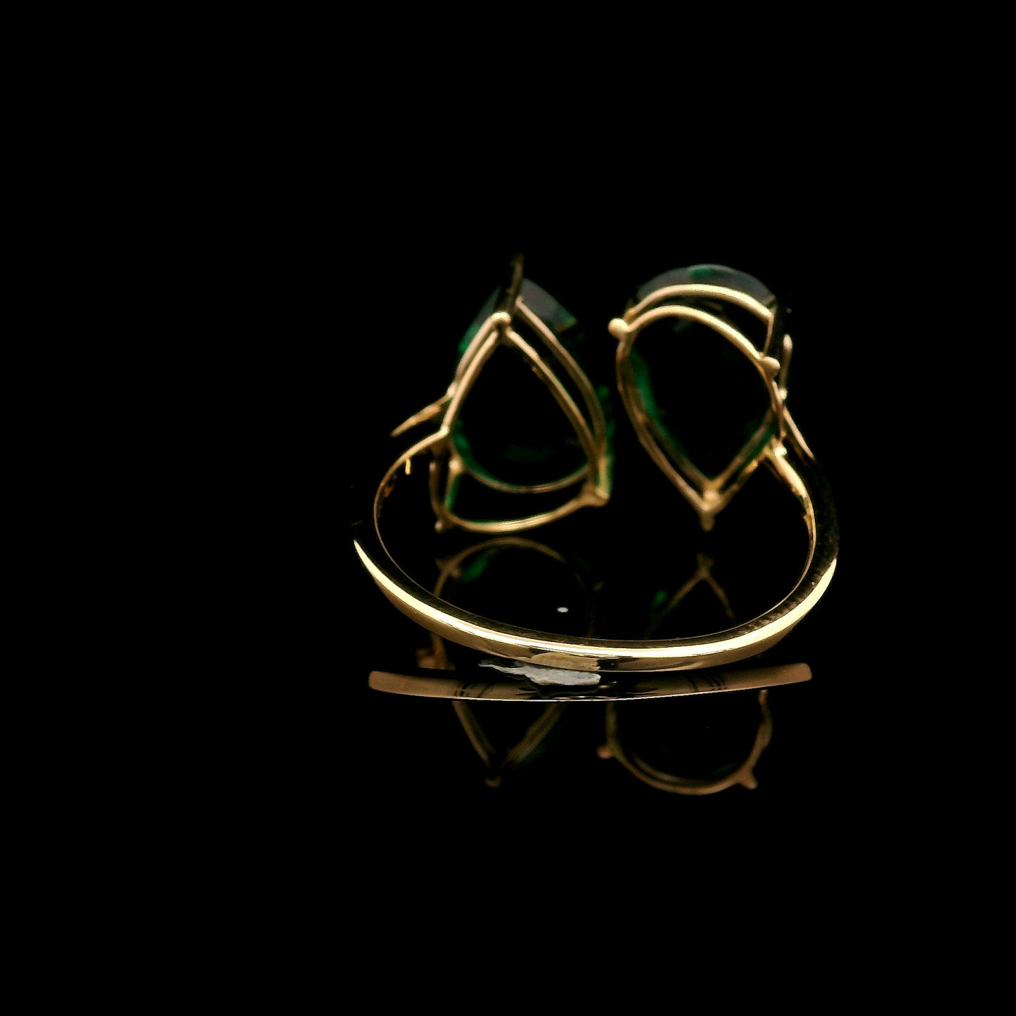 6.20 Ct Pear Mixed Cut Lab Grown Emerald 14K Gold Ring
