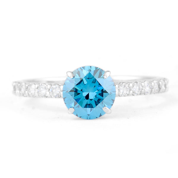 1.63 Carats Blue Lab Grown Diamond 14K Gold Ring