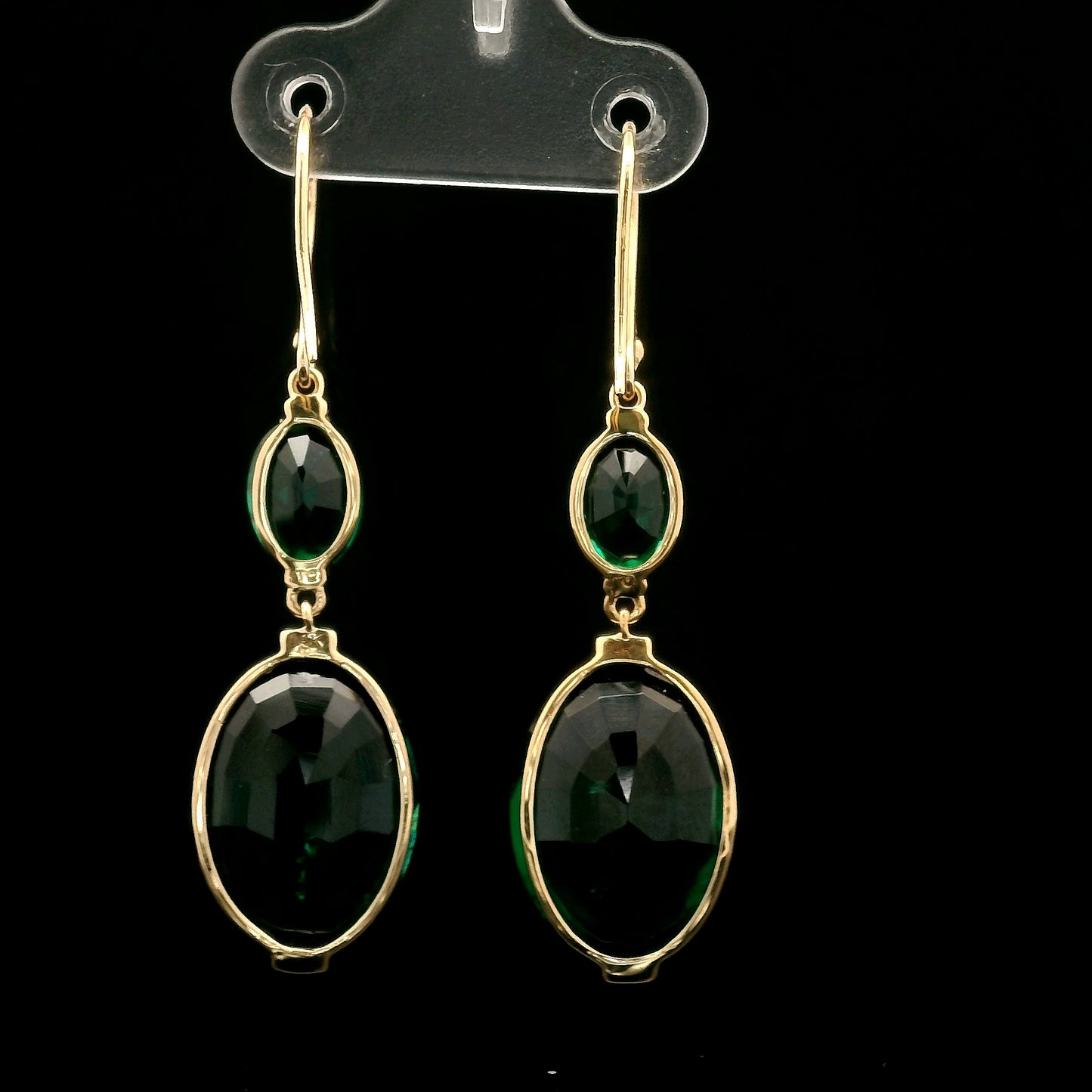 16.93 Ct Oval Mixed Cut Lab Grown Emerald 14K Gold Earrings