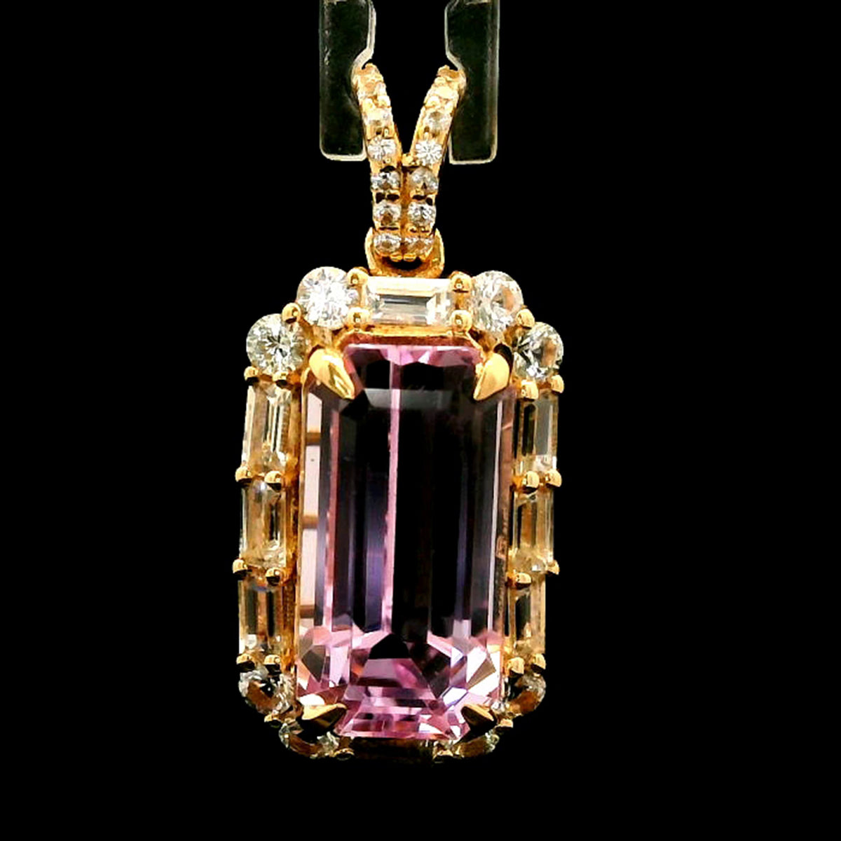 6.36 Ct Octagon Kunzite 14K Gold Pendant