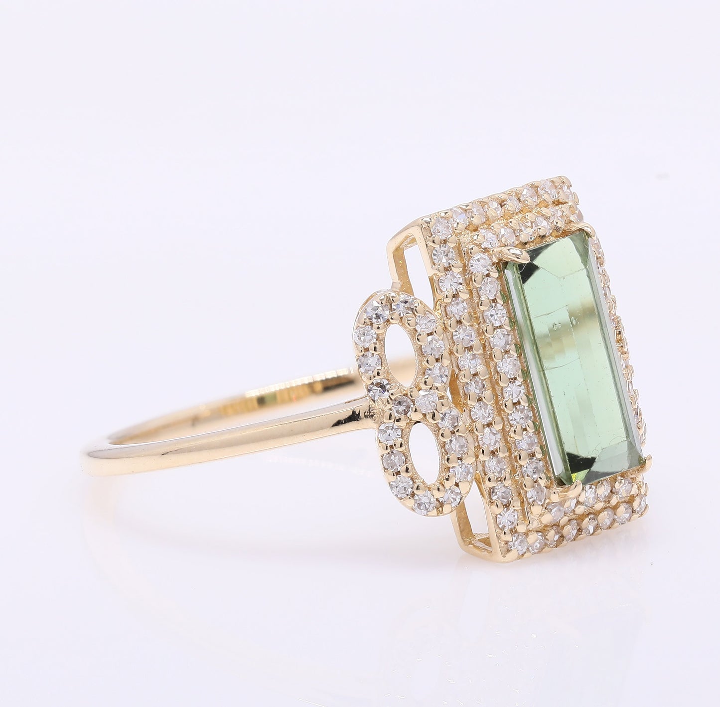 1.39 Ct Octagon Step Cut Natural Tourmaline 14K Gold Ring
