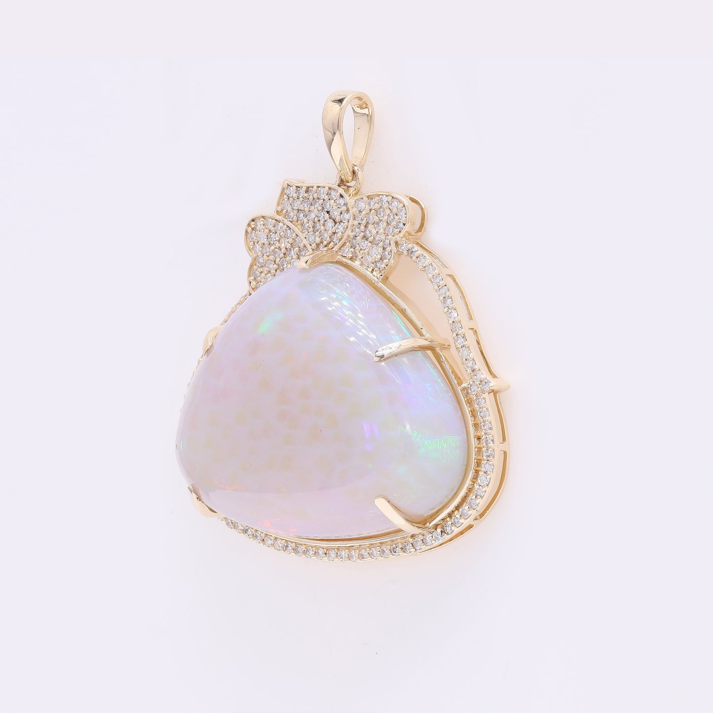 25.85 Ct Pear Cabochon Natural Opal 14K Gold Pendant