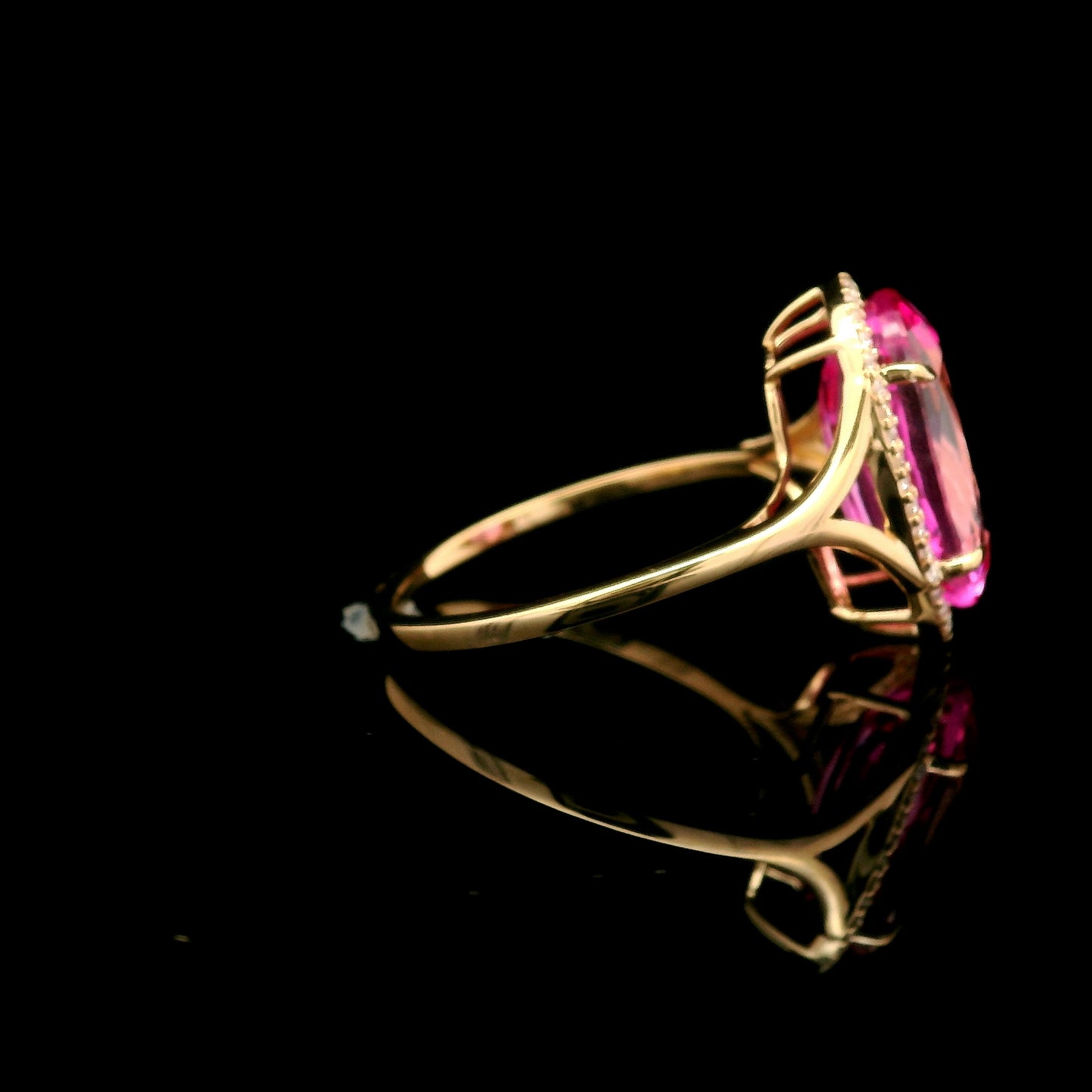 6.21 Ct Oval Mixed Cut Lab Grown Pink Sapphire 14K Gold Ring