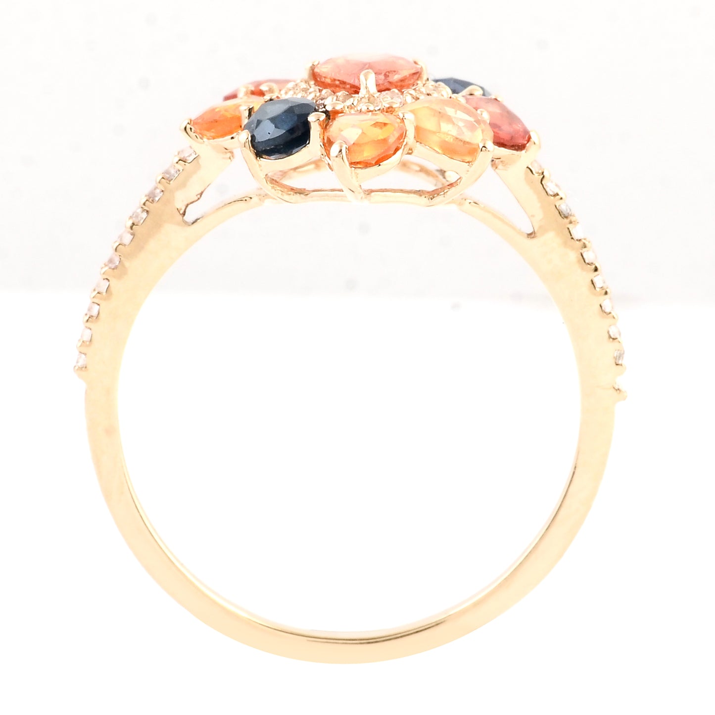 2.24 Ct Pear Multi Sapphire 14K Gold Ring