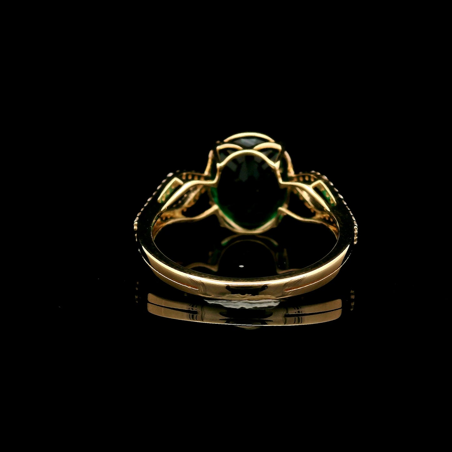2.95 Ct Oval Mixed Cut Lab Grown Emerald 14K Gold Ring