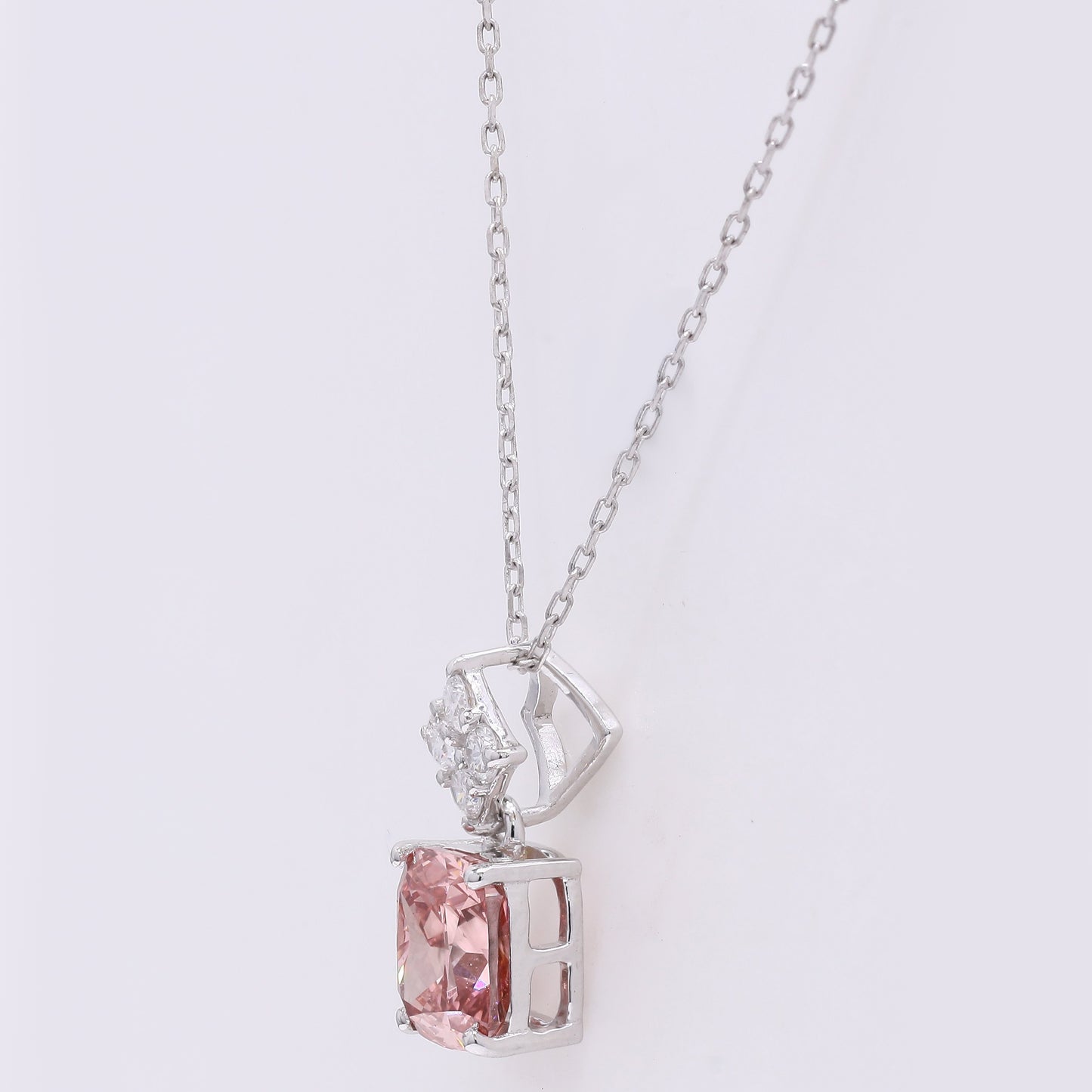 1.10 Carats Fancy Vivid Pink Lab Grown Diamond 14K Gold Pendant