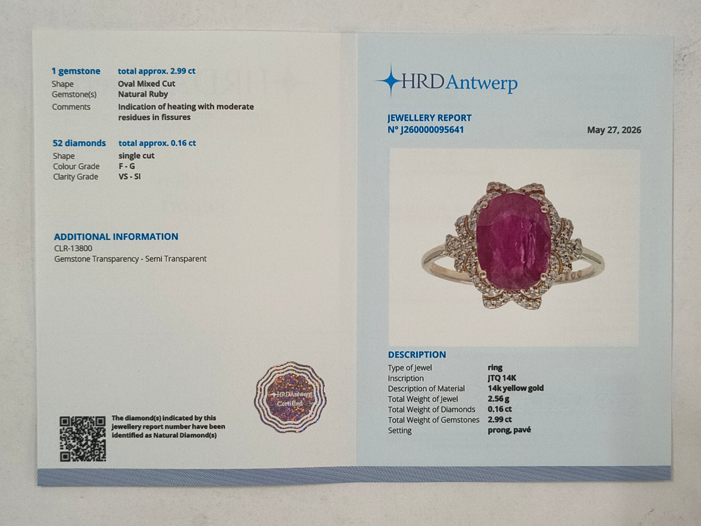 3.15 Ct Oval Mixed Cut Natural Ruby 14K Gold Ring