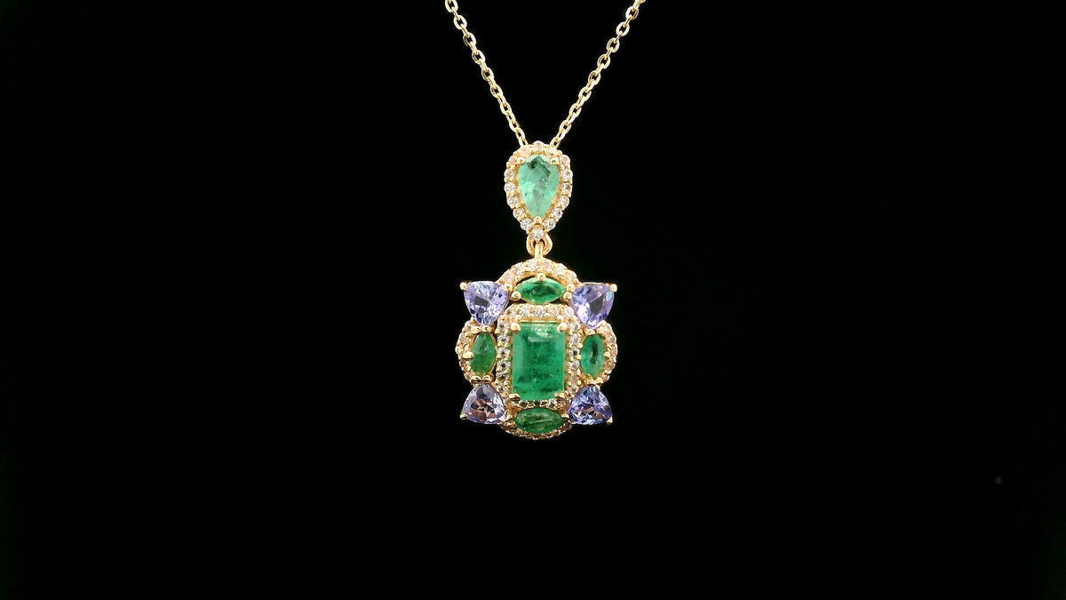 1.91 Ct Octagon Emerald 14K Gold Pendant