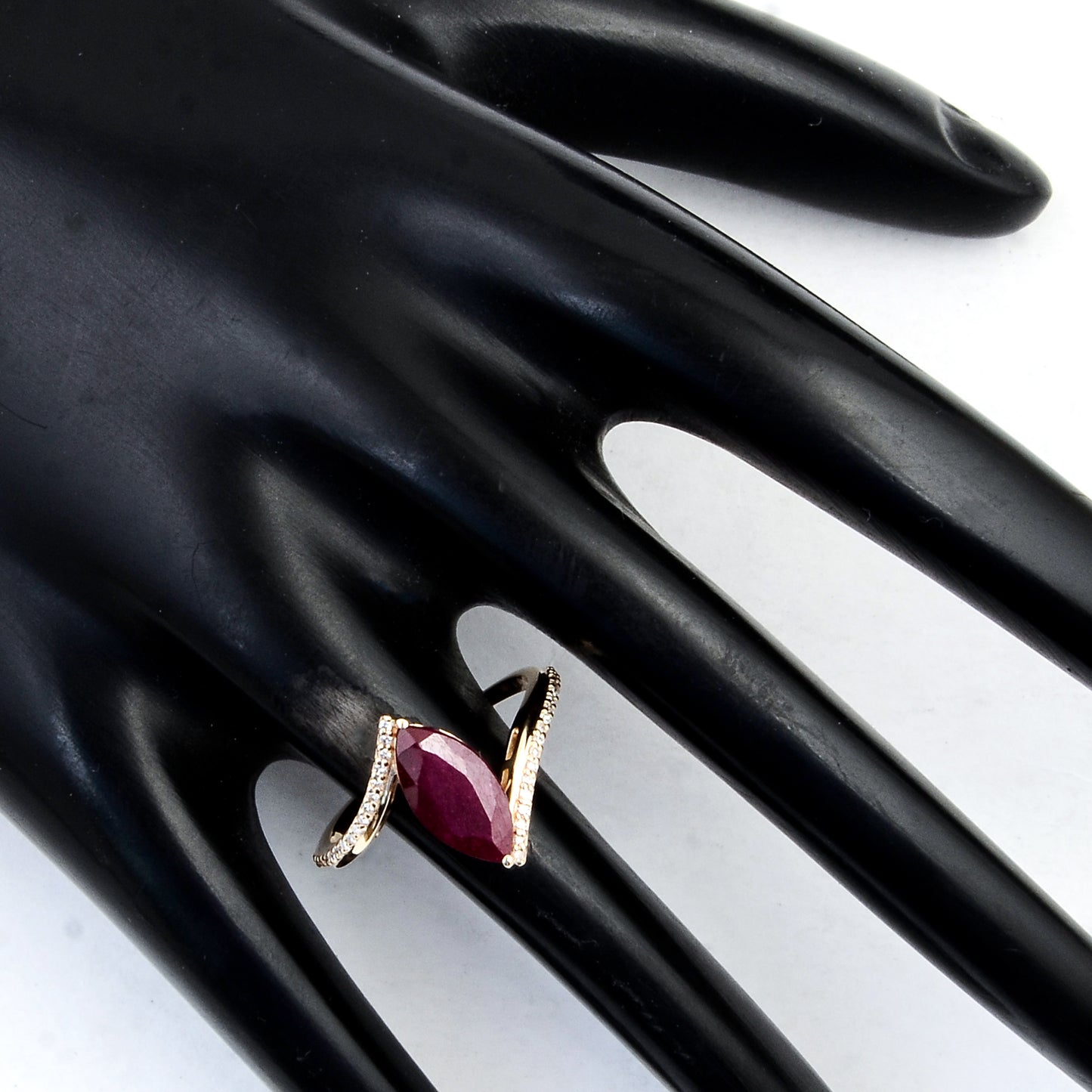 2.25 Ct Marquise Mixed Cut Natural Corundum Ruby 14K Gold Ring